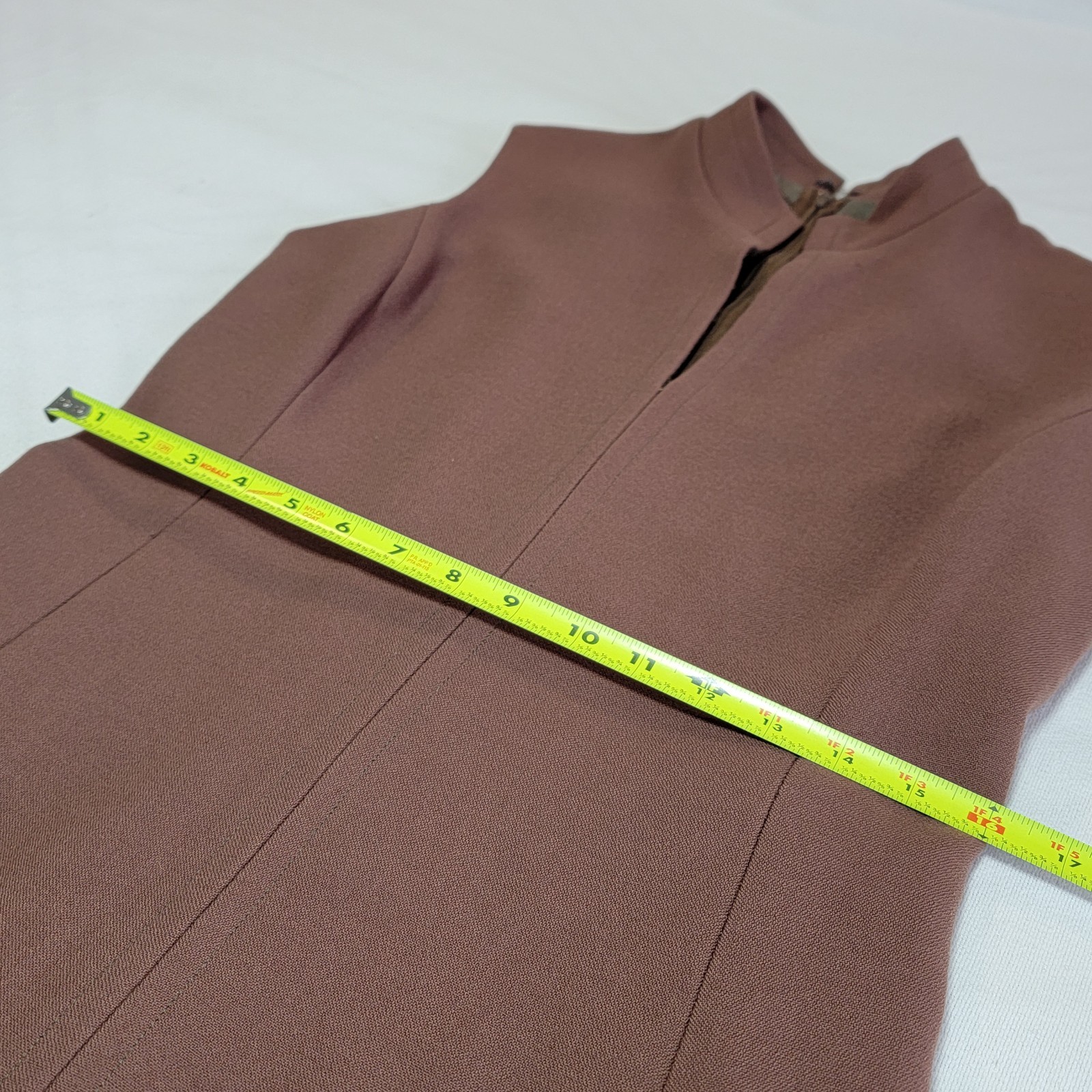 Vintage 70s Brown Sleeveless Midi Dress A-line Women Size 10/M Tailored