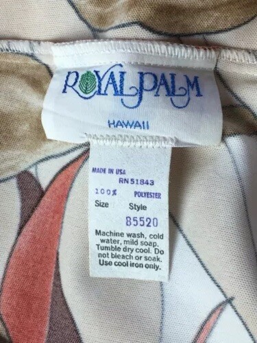 Vintage 1970’s Royal Palm Brown Hawaiian Beach Wrap Sarong
