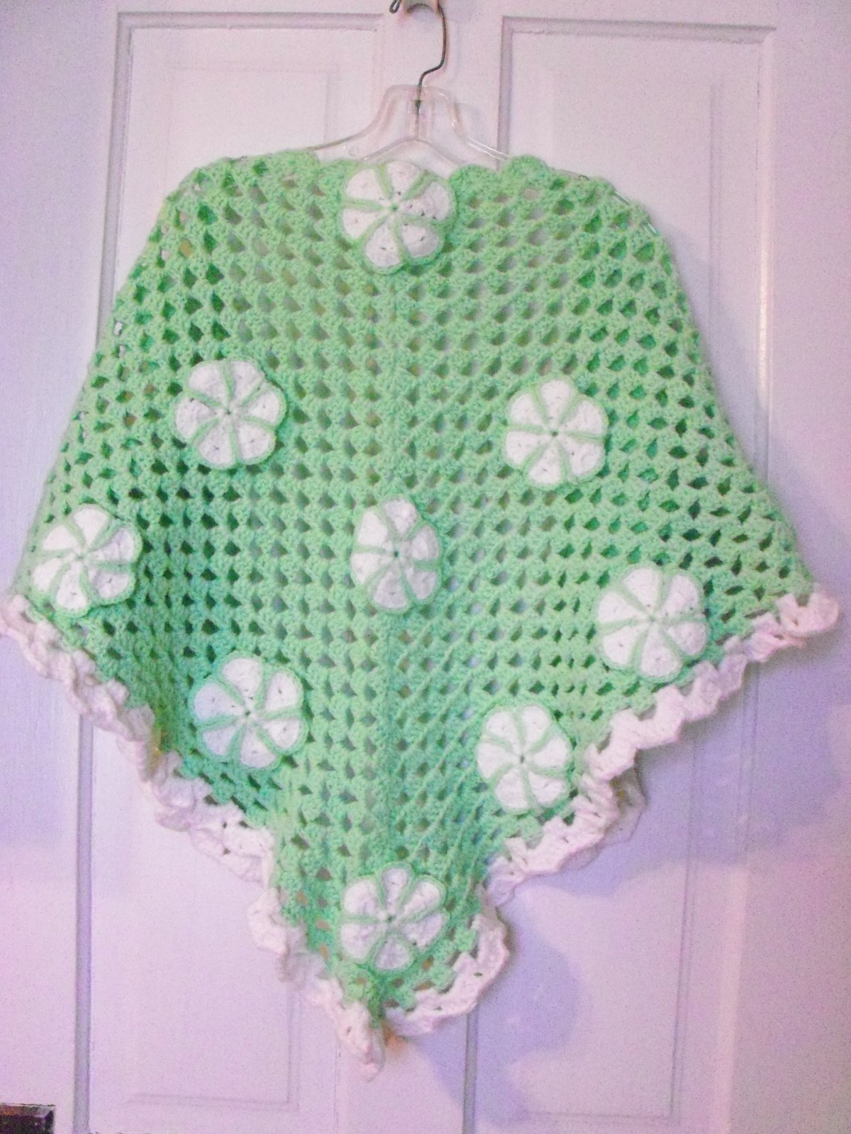 3 pc Mixed Lot of Vintage Crochet Shawls Yellow White Green