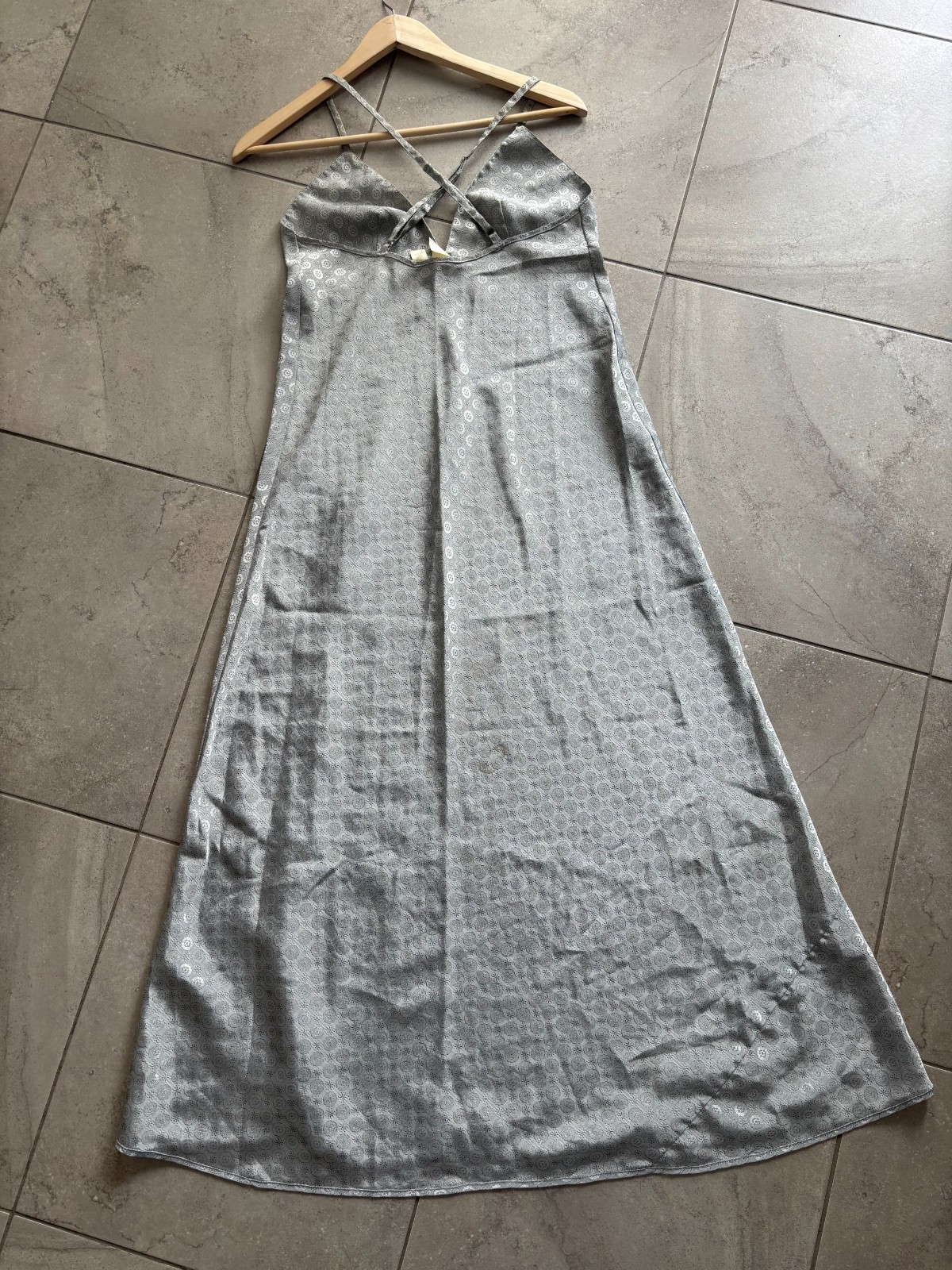 Vintage 90s Y2K 2000 Victorias Secret Jacquard Satin Maxi Slip Dress Nightgown S