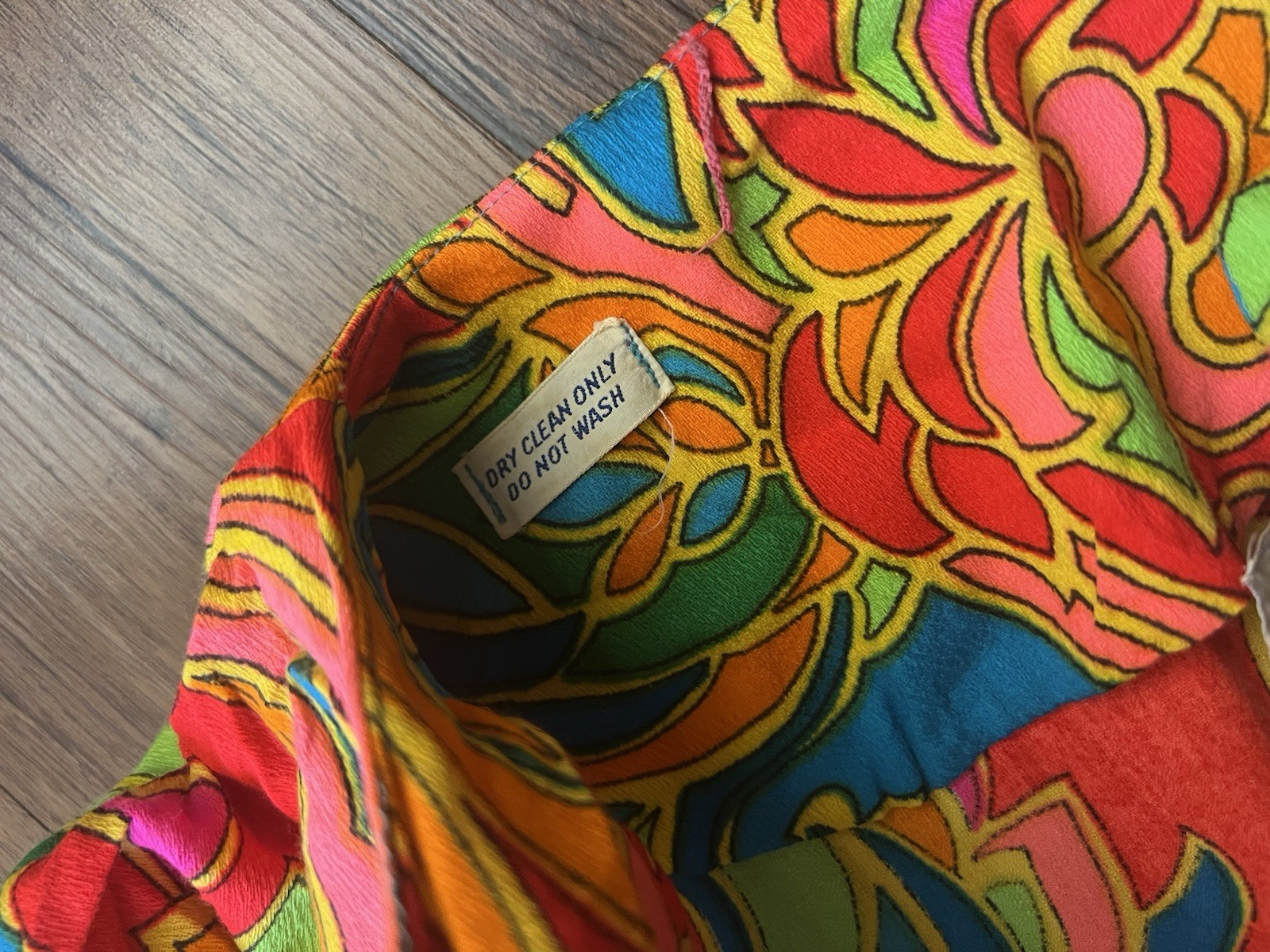 Vintage 70s Bergdorf Goodman Dress Maxi Winged Kaftan Psychedelic Vibrant Retro