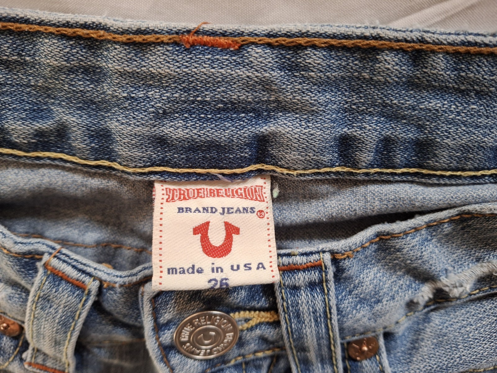 VTG TRUE RELIGION Y2K Bobby Flare Embroidered Lady Godiva Medium Wash Jeans 26
