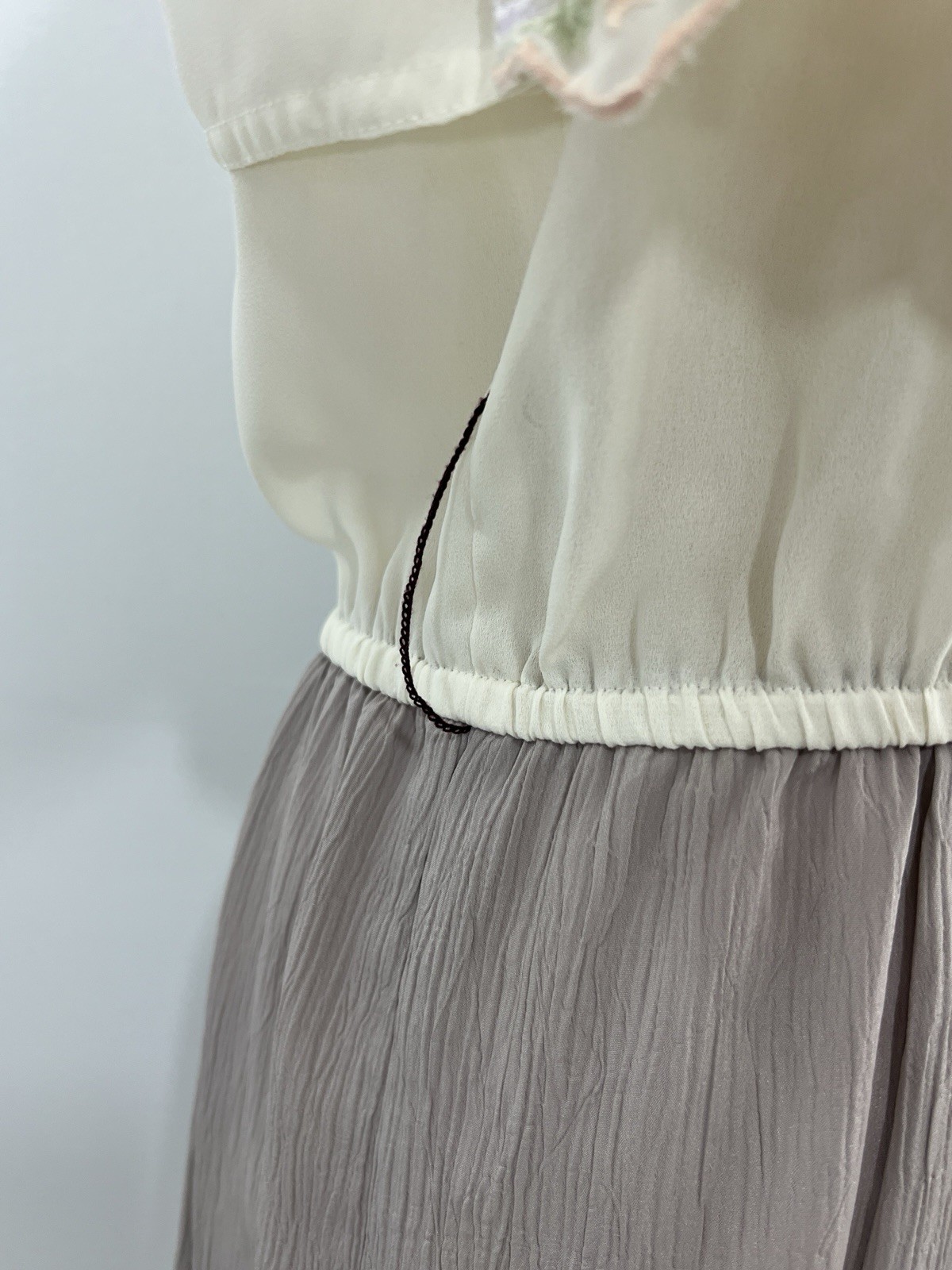 VTG Leslie Fay Dress 80s Secretary Ivory Floral Embroidery 12 Geek Librarian