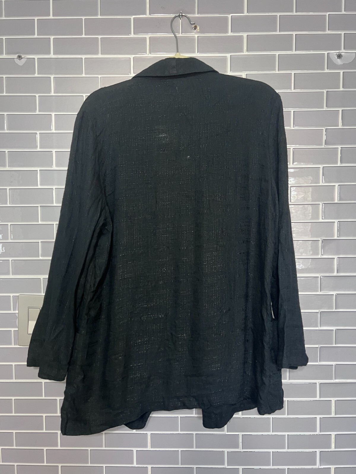 Vintage Sag Harbor Black Lightweight Blazer – Size 14 – Rayon/Flax Blend