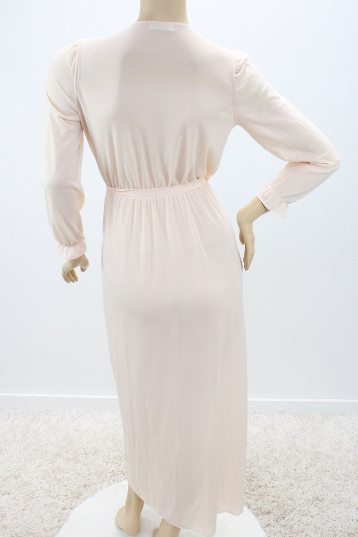 Jolie Two Long Peignoir Robe Small Nylon Peach Wrap Around Robe USA VTG