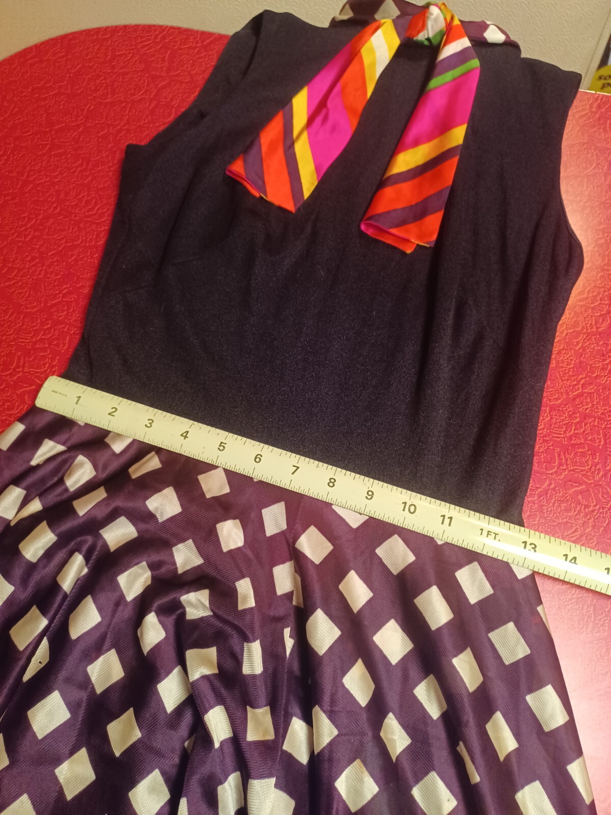 True VTG Mid-century FUNKY 1960s 1970s Split Skirt Maxi Dress Beachwear Mod MCM
