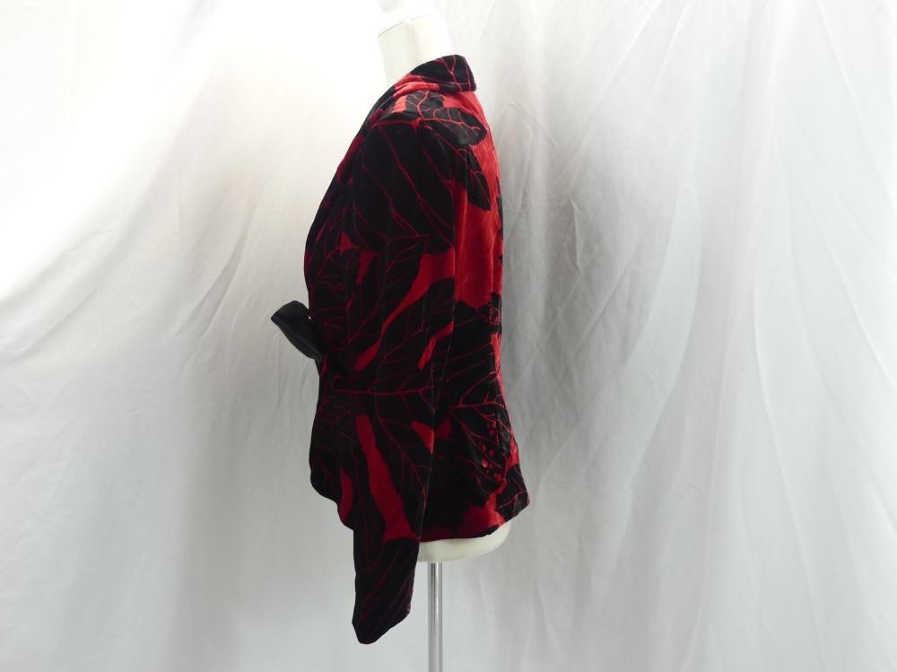 Vintage 1980’s Kay Unger Red & Black Velvet Jacket with Satin Bow Size 12