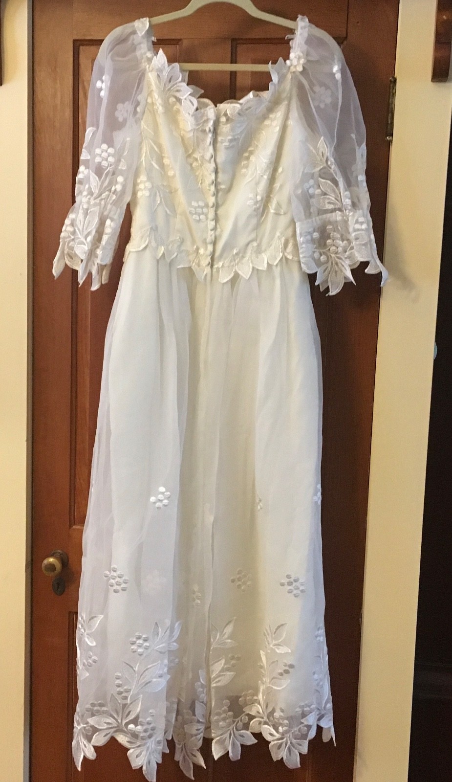 VTG Late 70’s-1980s House of Bianchi Tea Length Bridal Dress XS S 4 lined