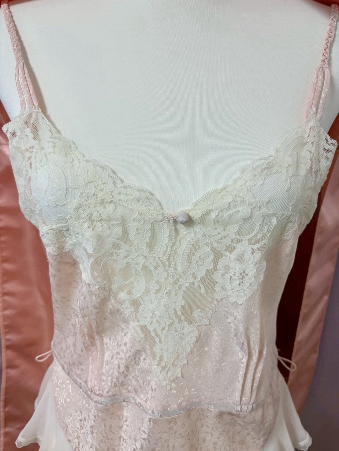 Vintage 1980s Victoria’s Secret Pink Satin Lace Teddy Lingerie Kawaii