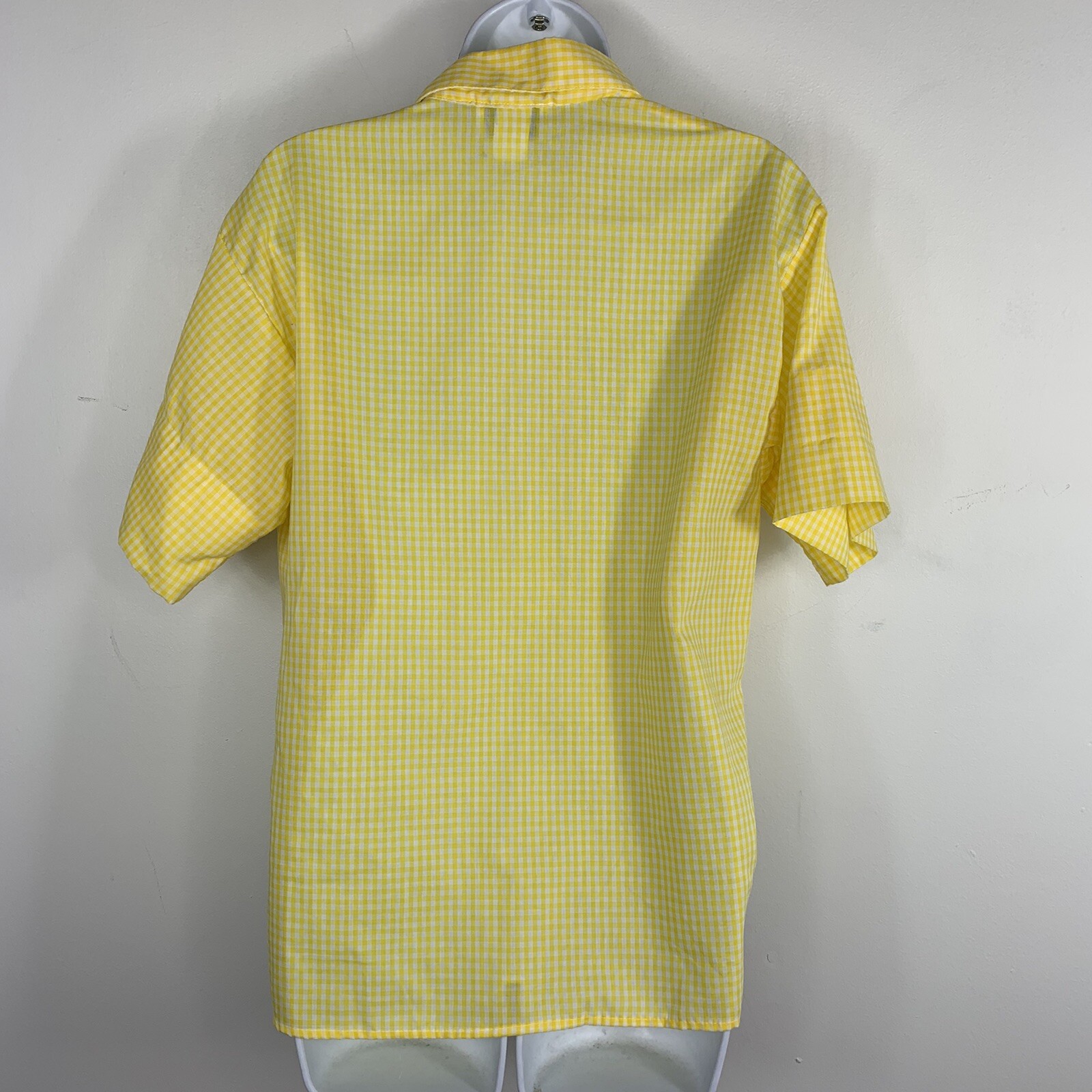 Lady Diplomat Yellow Gingham Blouse sz 10 Cottagecore Picnic VINTAGE EB54