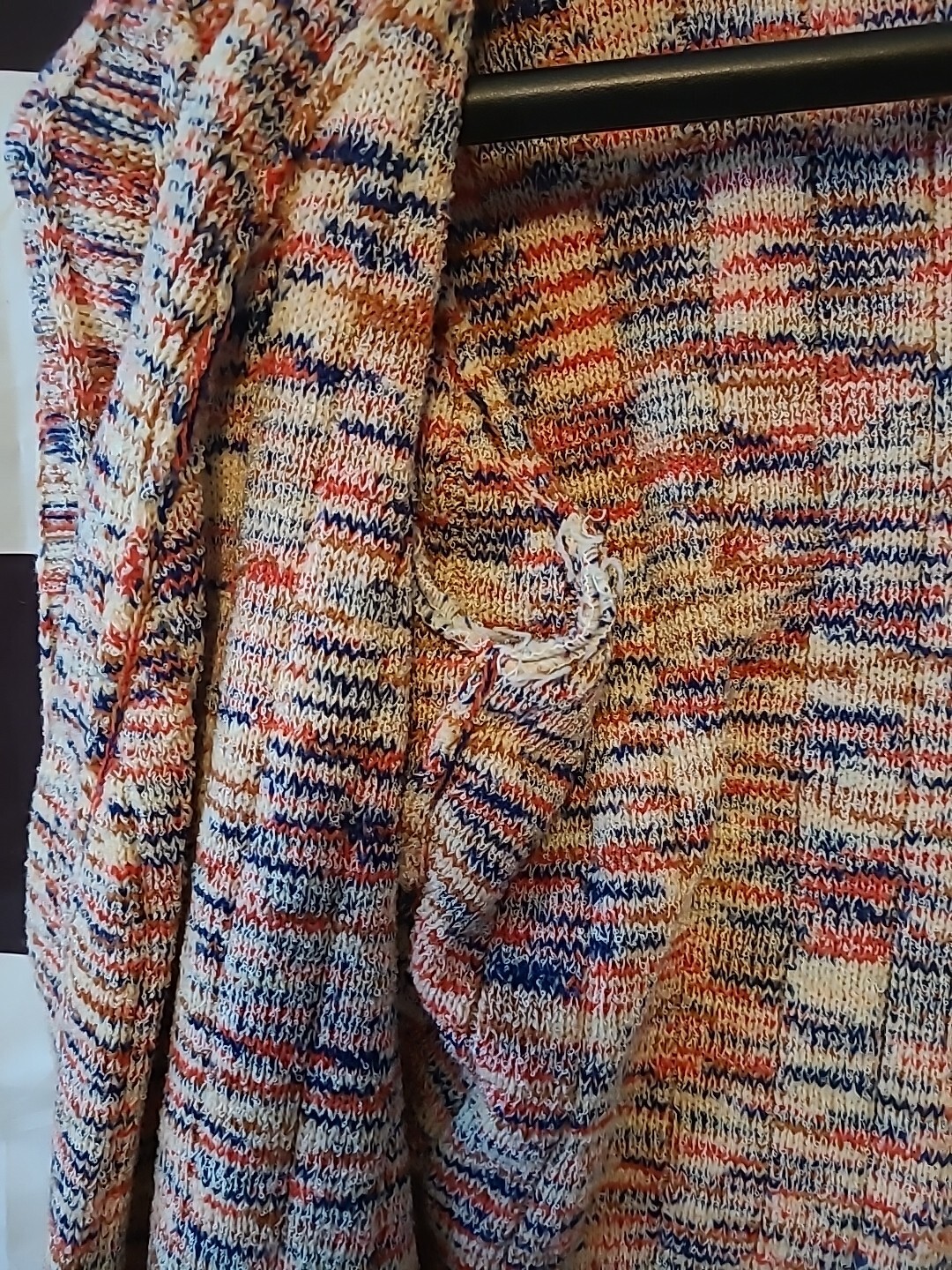 70s Organically Grown Sweater Arpeja Medium Colorful Knit Cardigan Red Blue