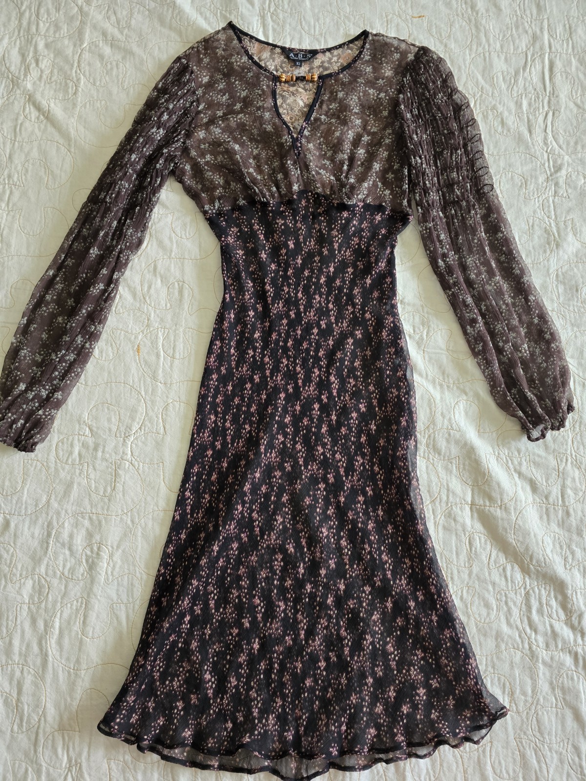 Vintage 90s Y2k Sheer A.B.S Allen Schwartz Dress Womens Small Medium Whimsigoth