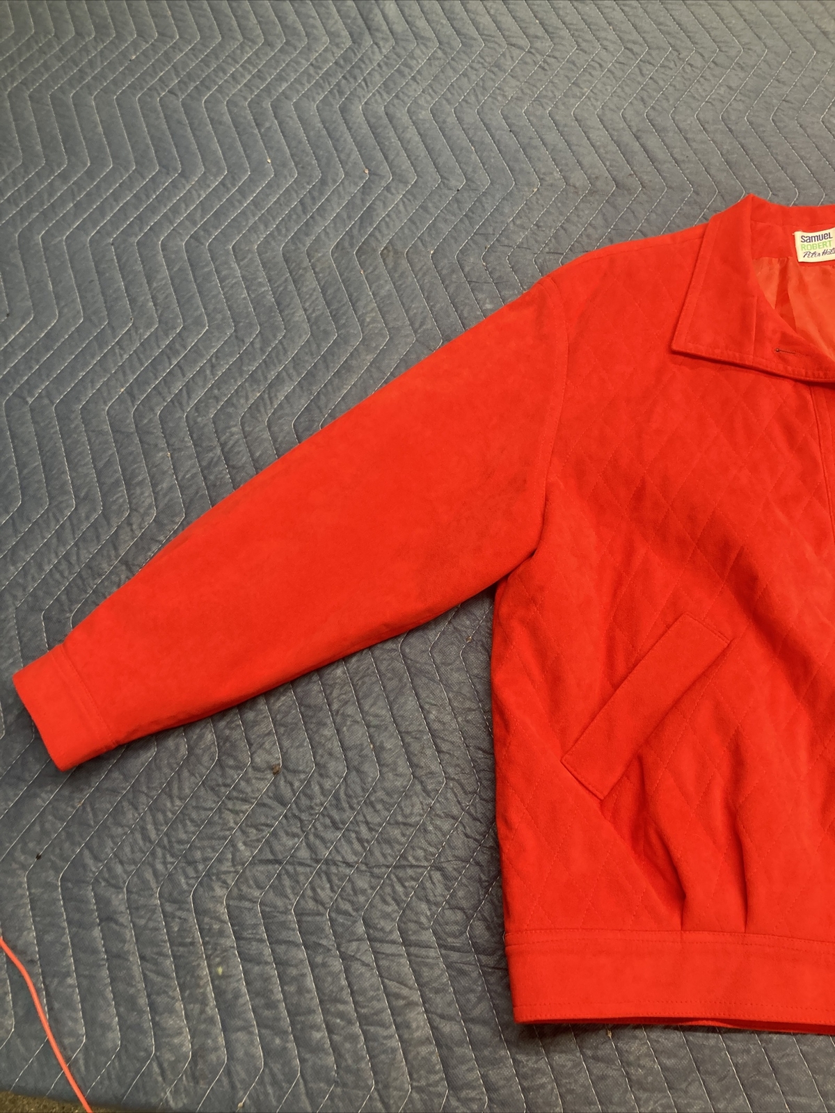 Vtg Samuel Robert by Peter Hatsi Androu Ultra Suede 14 Jacket Red Quilted Bomber