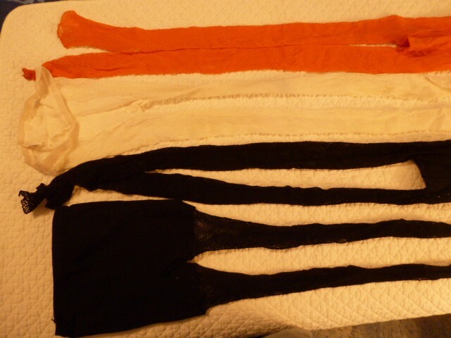 Vintage lot of 4 pair Fishnet Tights Orange White Black Ladies Petite 5’ – 5’ 3”