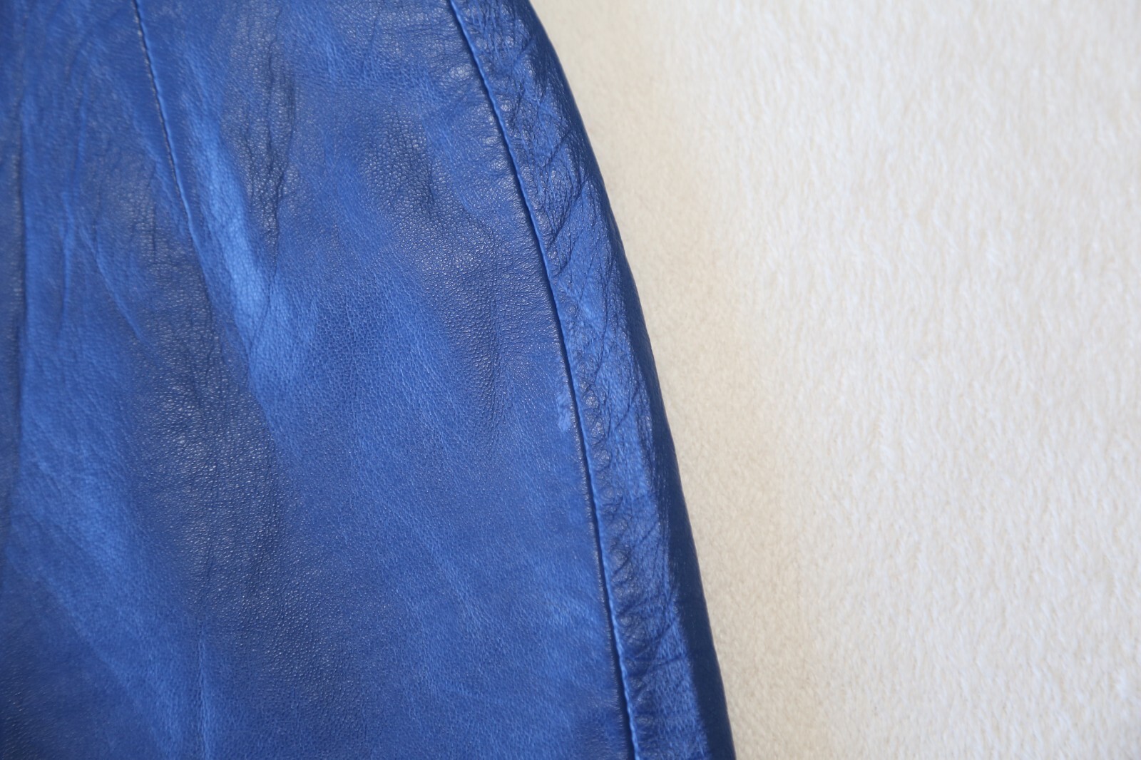 Authentic Genuine Lamb Leather mini skirt Made in Japan Vintage Blue