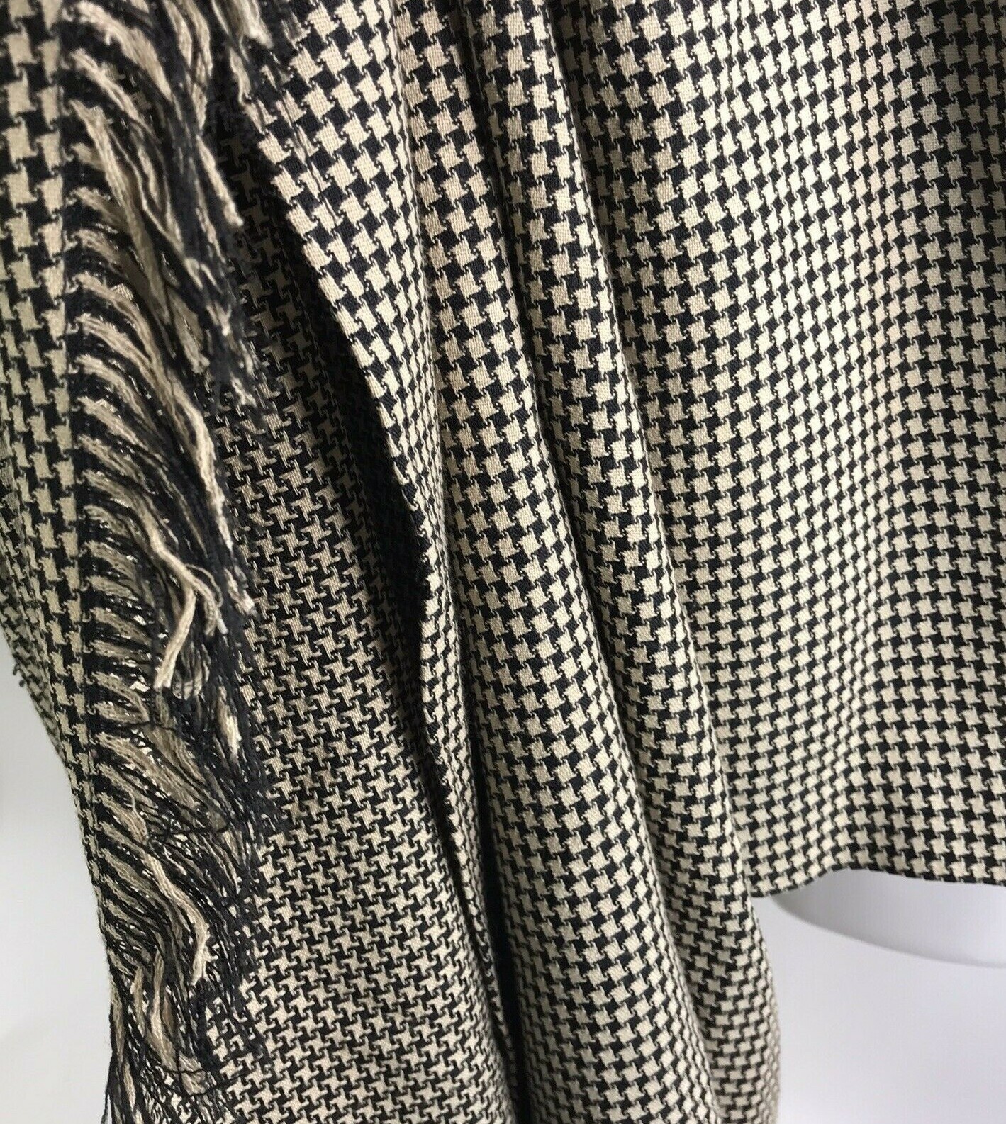 Vintage Dress EXPO Mod 10 MCM Plaid Houndstooth Checked Wrap fringe belted