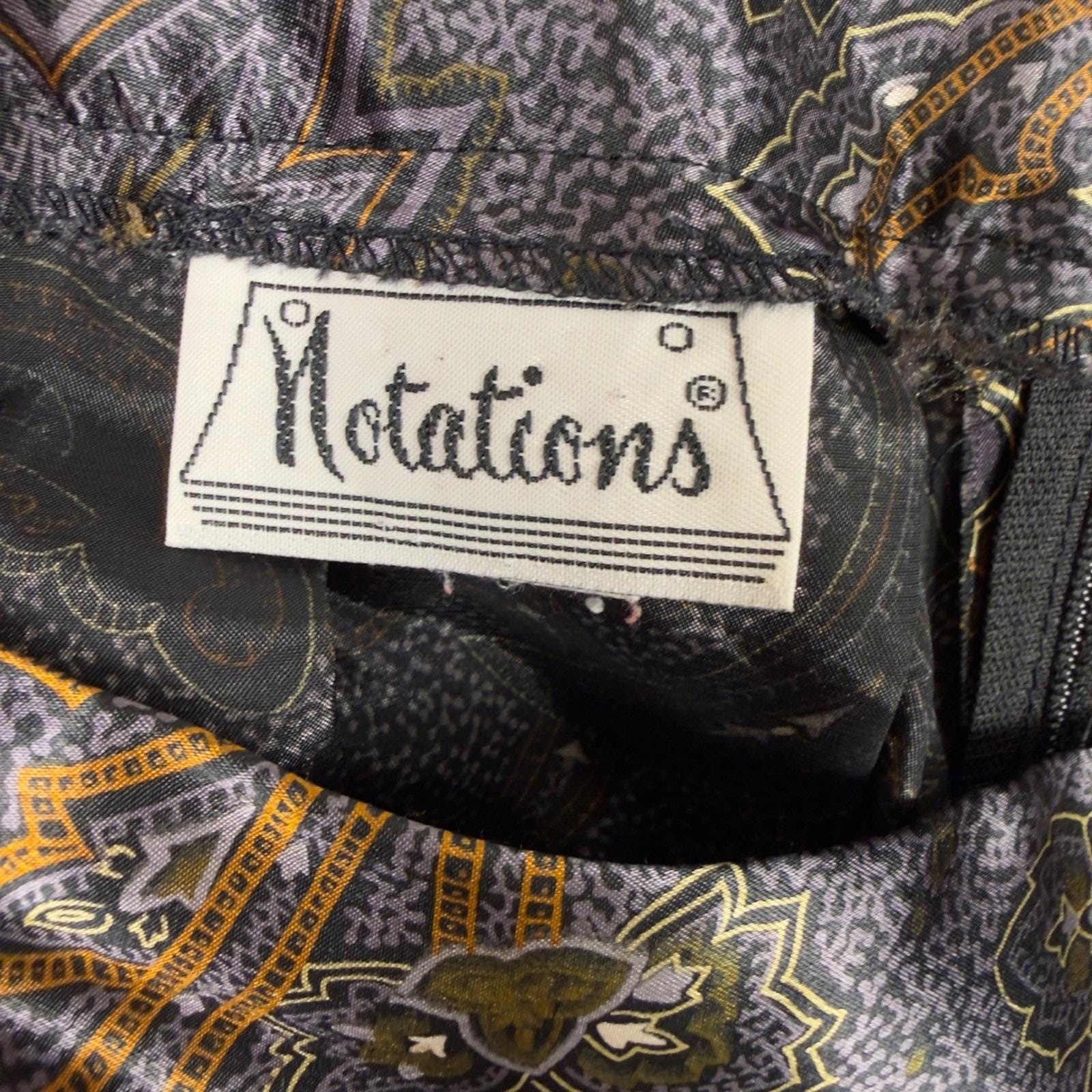 Notations Vintage Paisley Satin Pleated Midi Skirt Size S Made in USA Boho