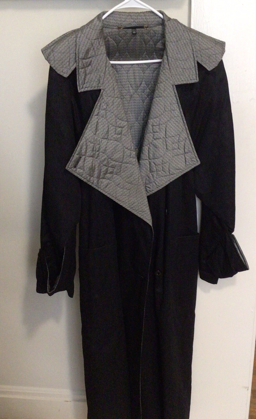 Vintage women Light coat 80 Stile ,black,size48,cotton,made in Holland