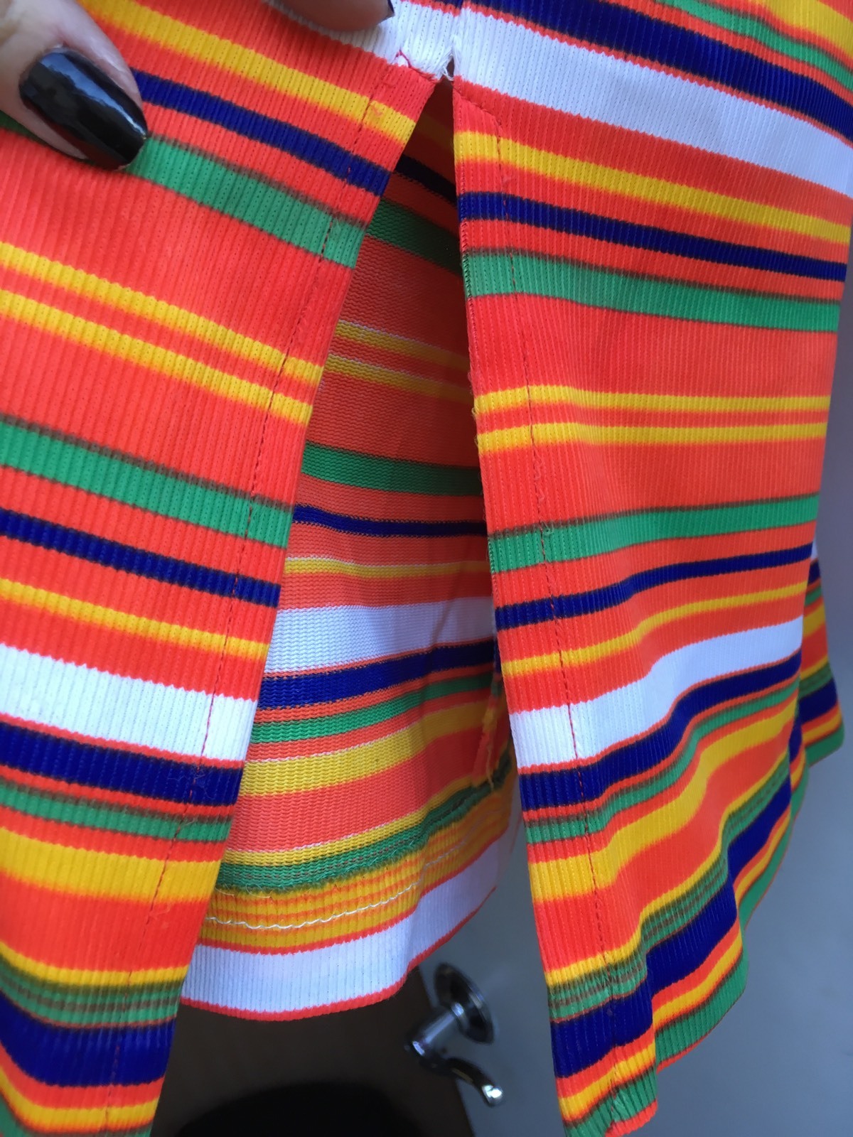 Vintage Long Sleeve Bright Striped Top Aladdin Brand Mock Turtleneck 60s 70s Mod