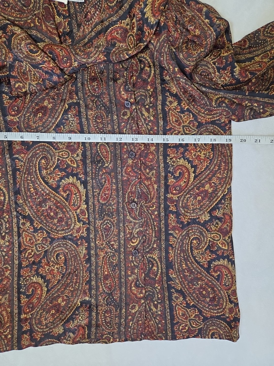 Vtg O By Oscar De La Renta 100% Silk Paisley Tie Neck Dress Skirt Blouse Set