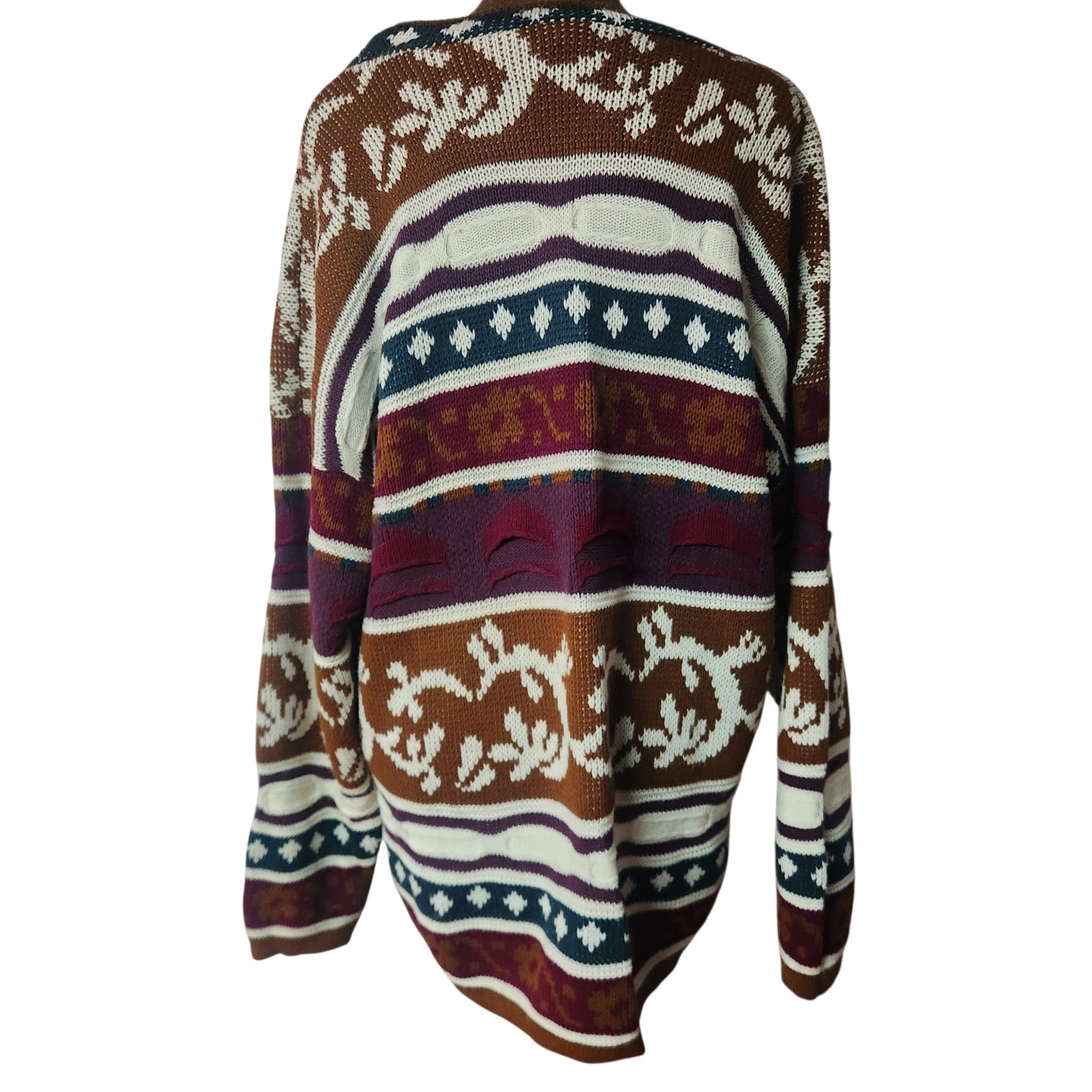 Vintage Cristina Grandpa Sweater Womens Oversized Geometric Knit USA L XL