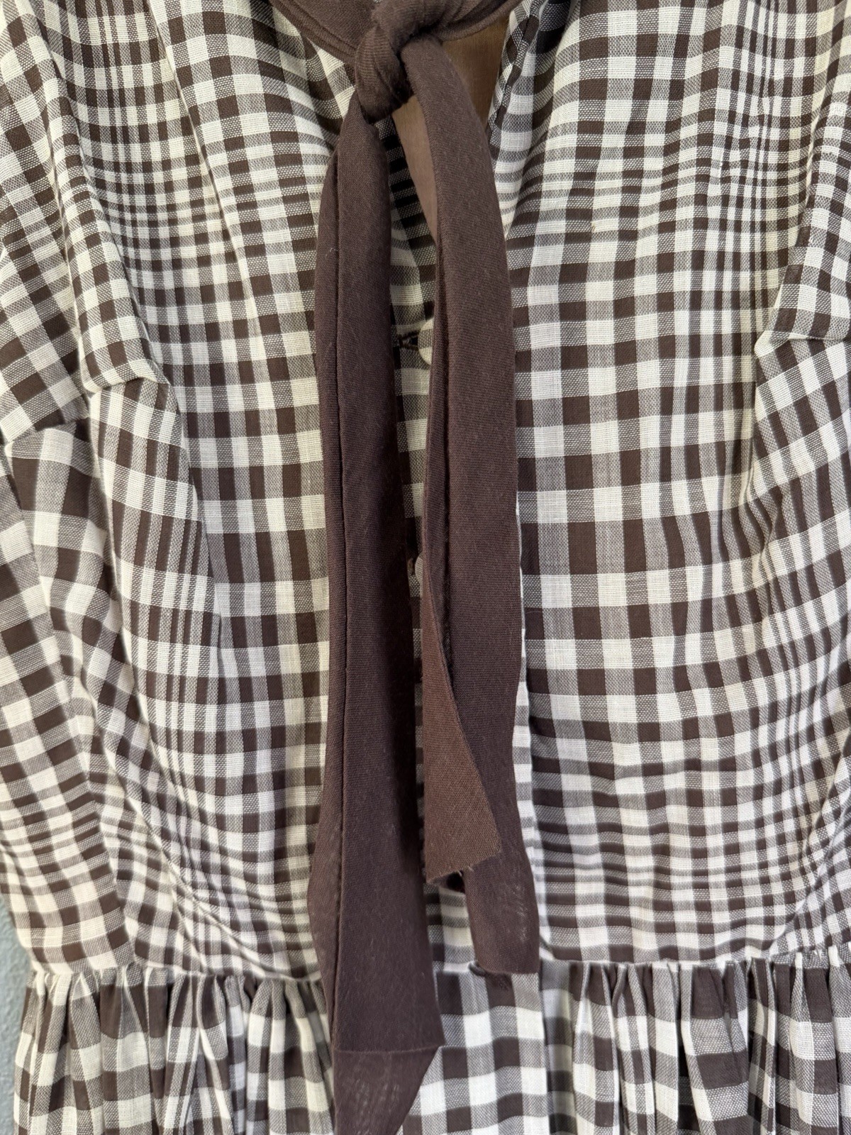 VTG 50s 60s Lorch Of Dallas Gingham Plaid Skirt Tie Brown Rockabilly Swing S/M?