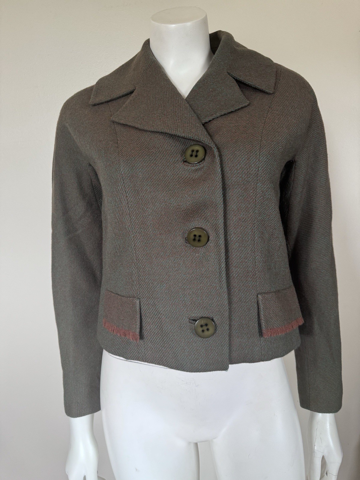 VTG 40s/50s Women’s Hyde Park Drum Tweed Jacket Back Bow Mid Century Retro Chic