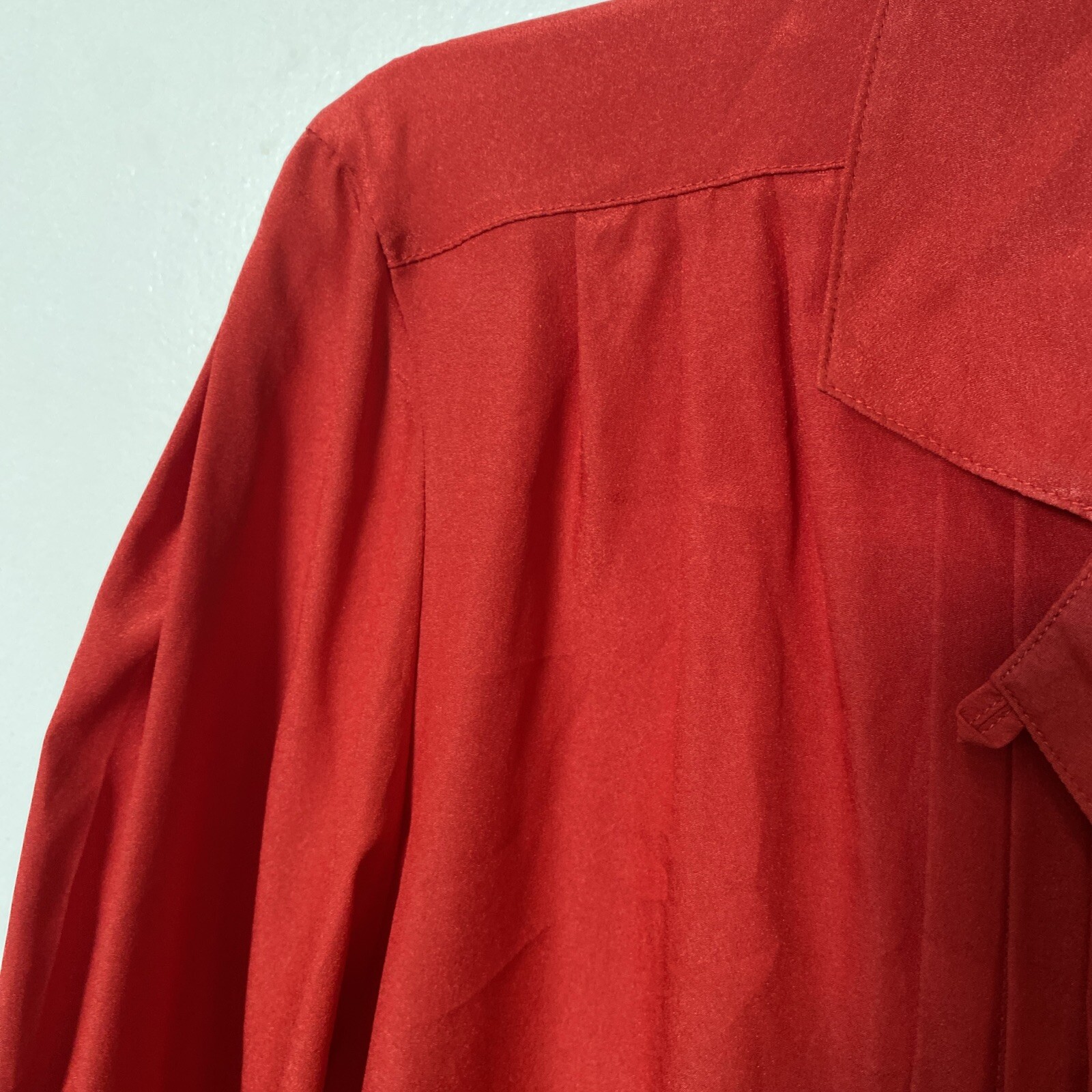 Alicia VINTAGE Women’s Polyester Red Collar Button Down Blouse Top Size 14