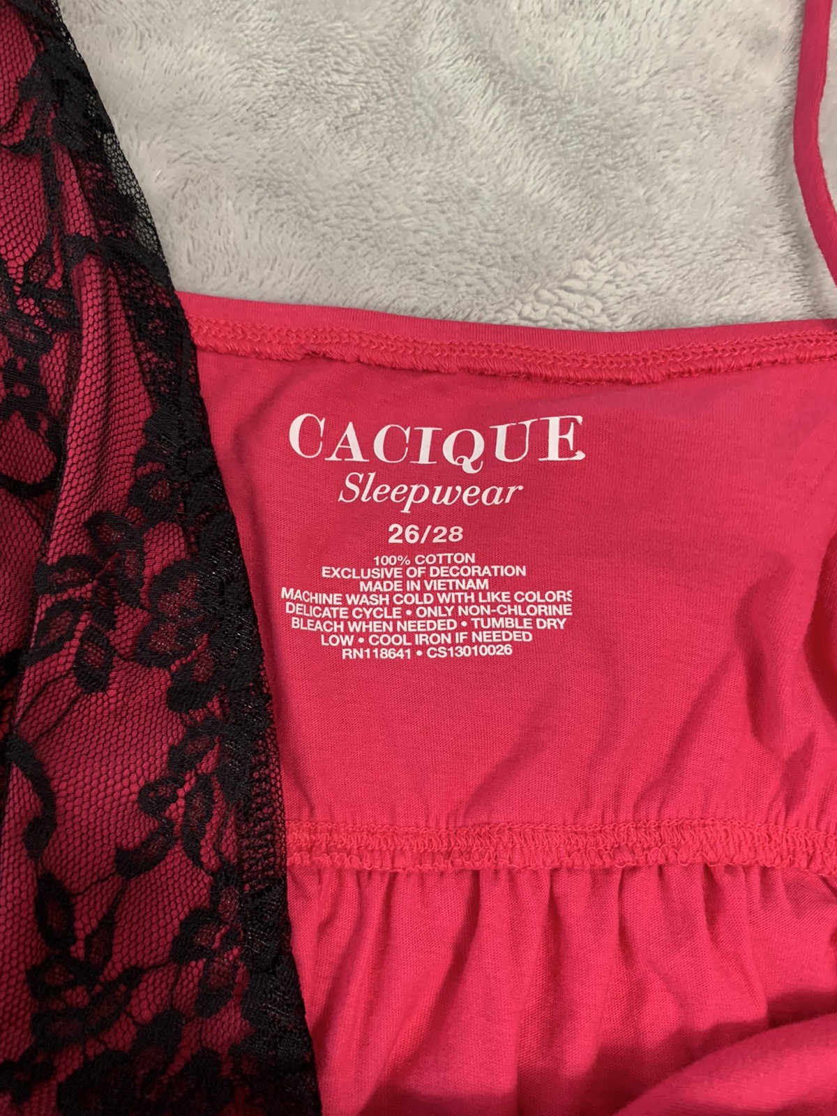 Cacique Babydoll 26/28 3X Lingerie Nightie Summer Cotton Queen sz