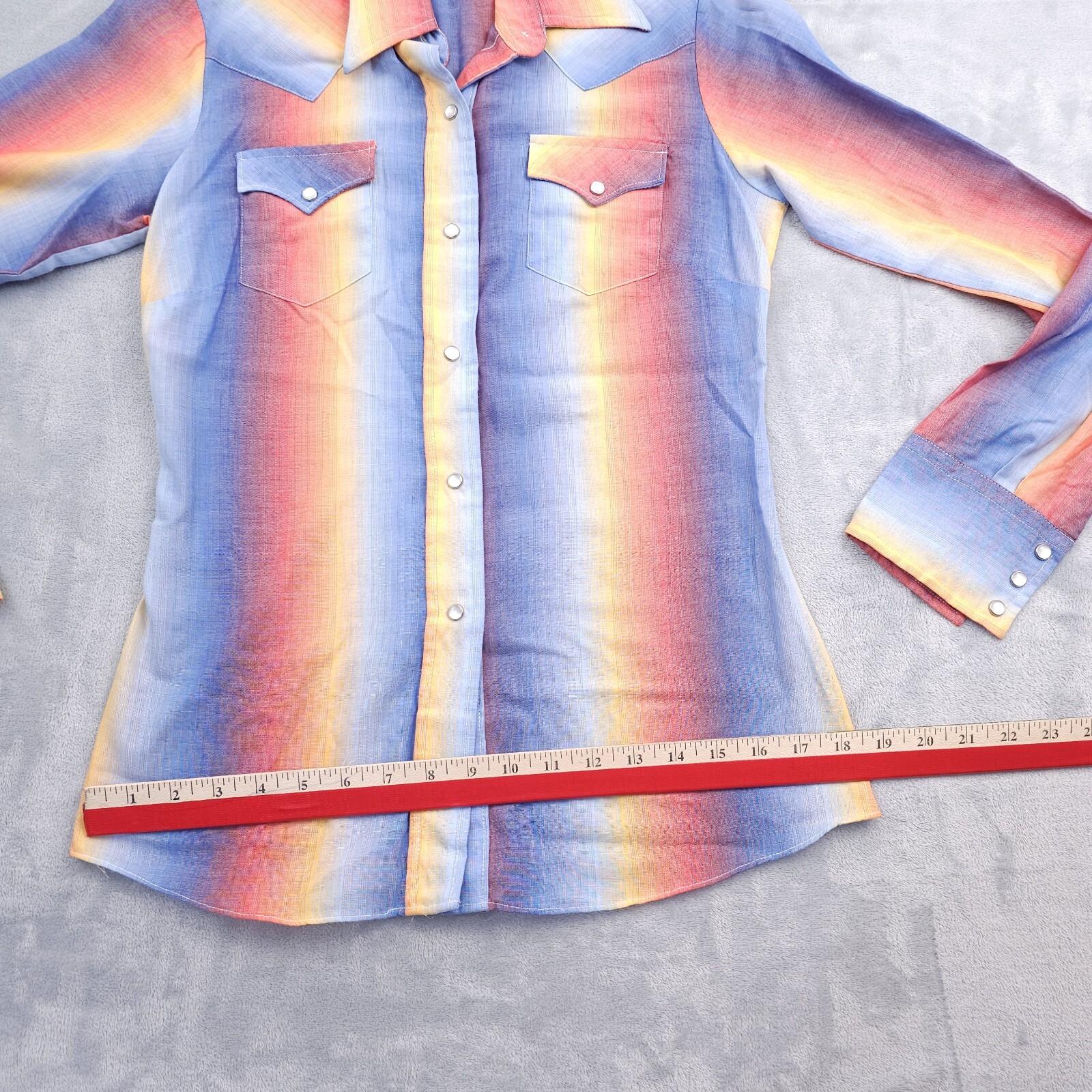 Vintage Western Rainbow Pearl Snap Shirt 12/34 Rockabilly Cowgirl Miller Disco