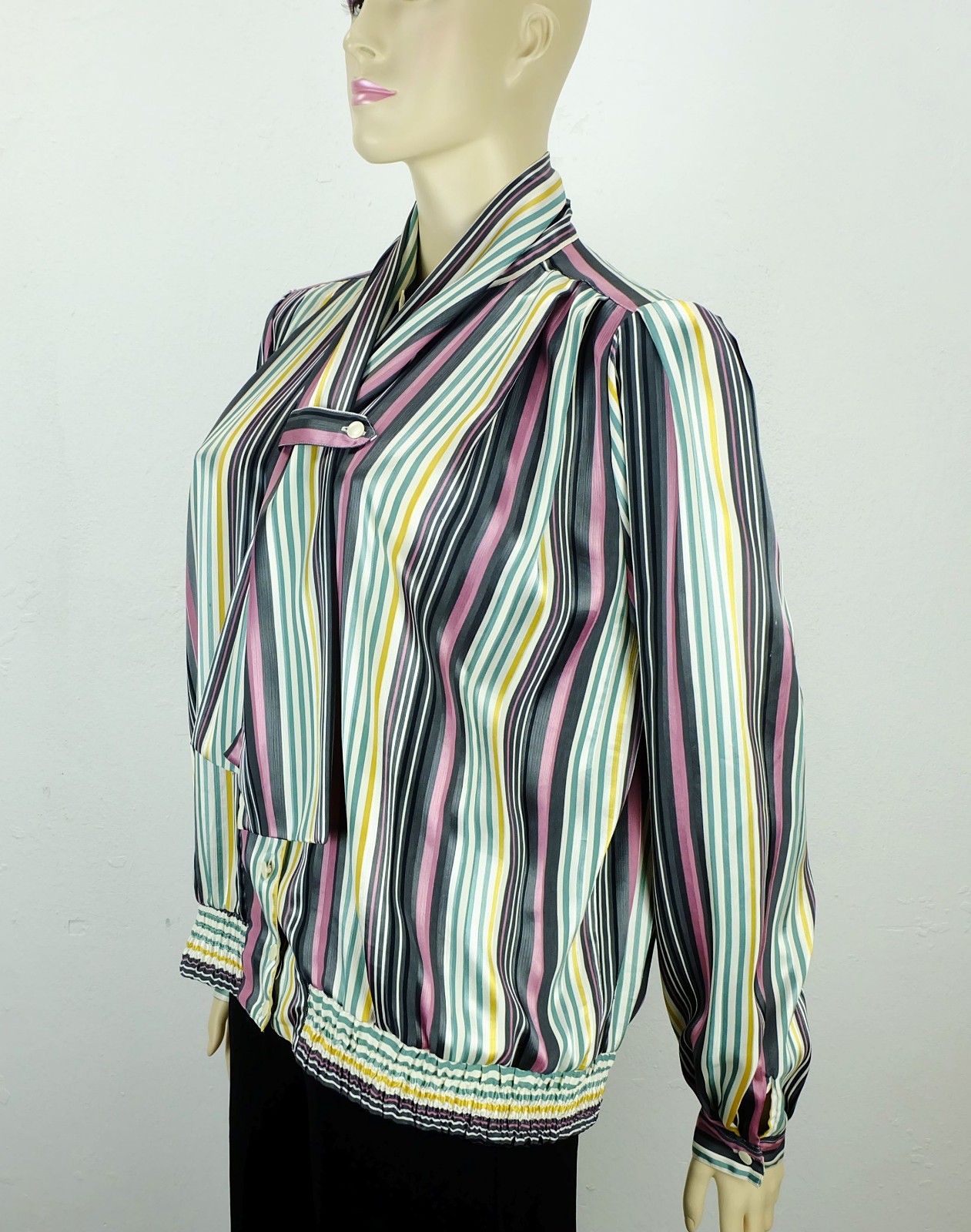 Striped 80s blouse satin blouse Lucia West Germany slip size M