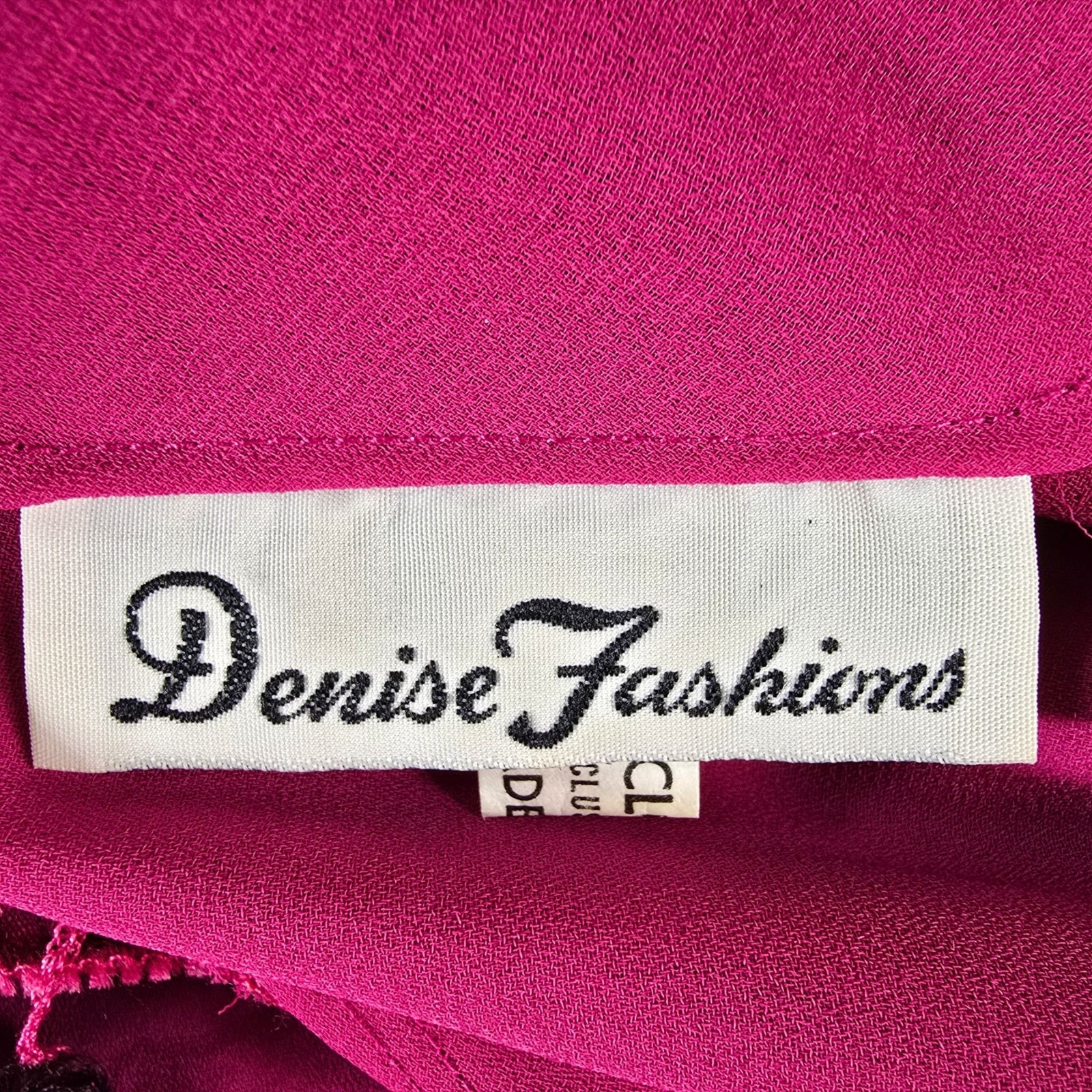 Vintage 1980s Denise Fashions Magenta Chiffon Bugle-Bead Applique Dress (S)