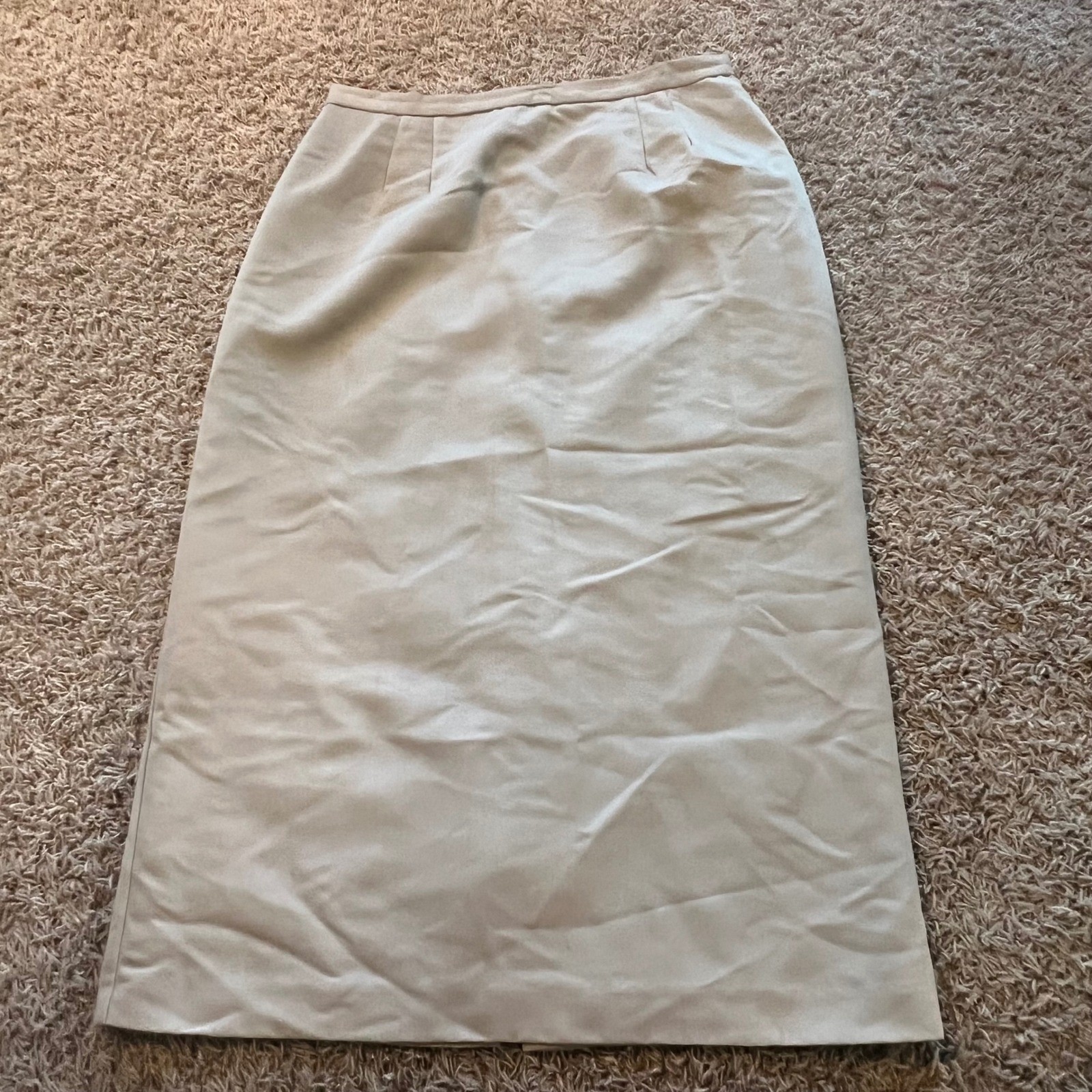 Michele New York Vintage Tan Beige Maxi Skirt Size 16 High Waist Back Slit USA