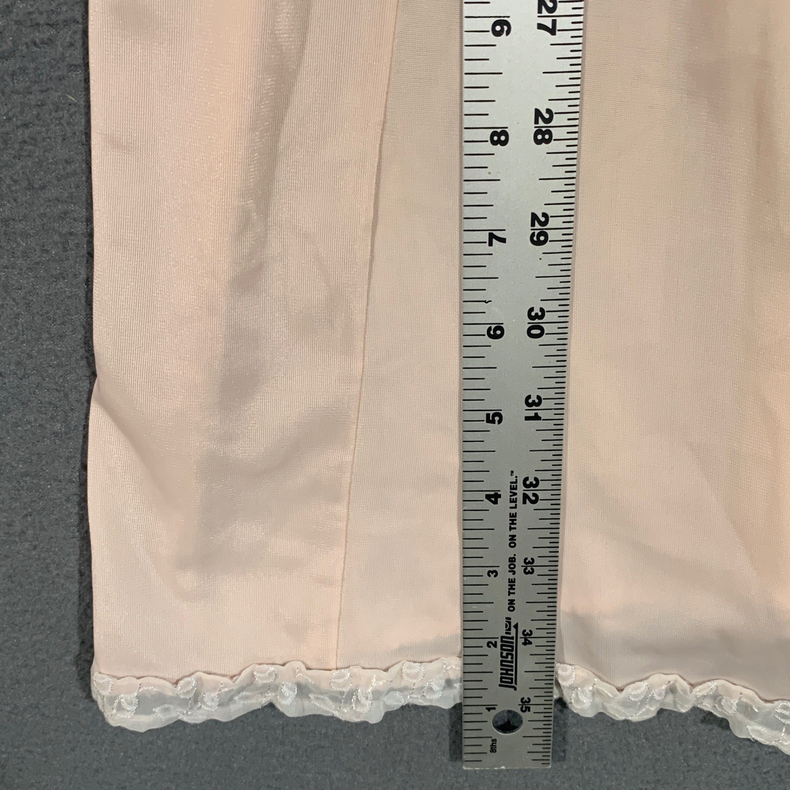 Vintage Lace Trim Full Slip Women Size M Light Pink Mini Lingerie Nightie Retro