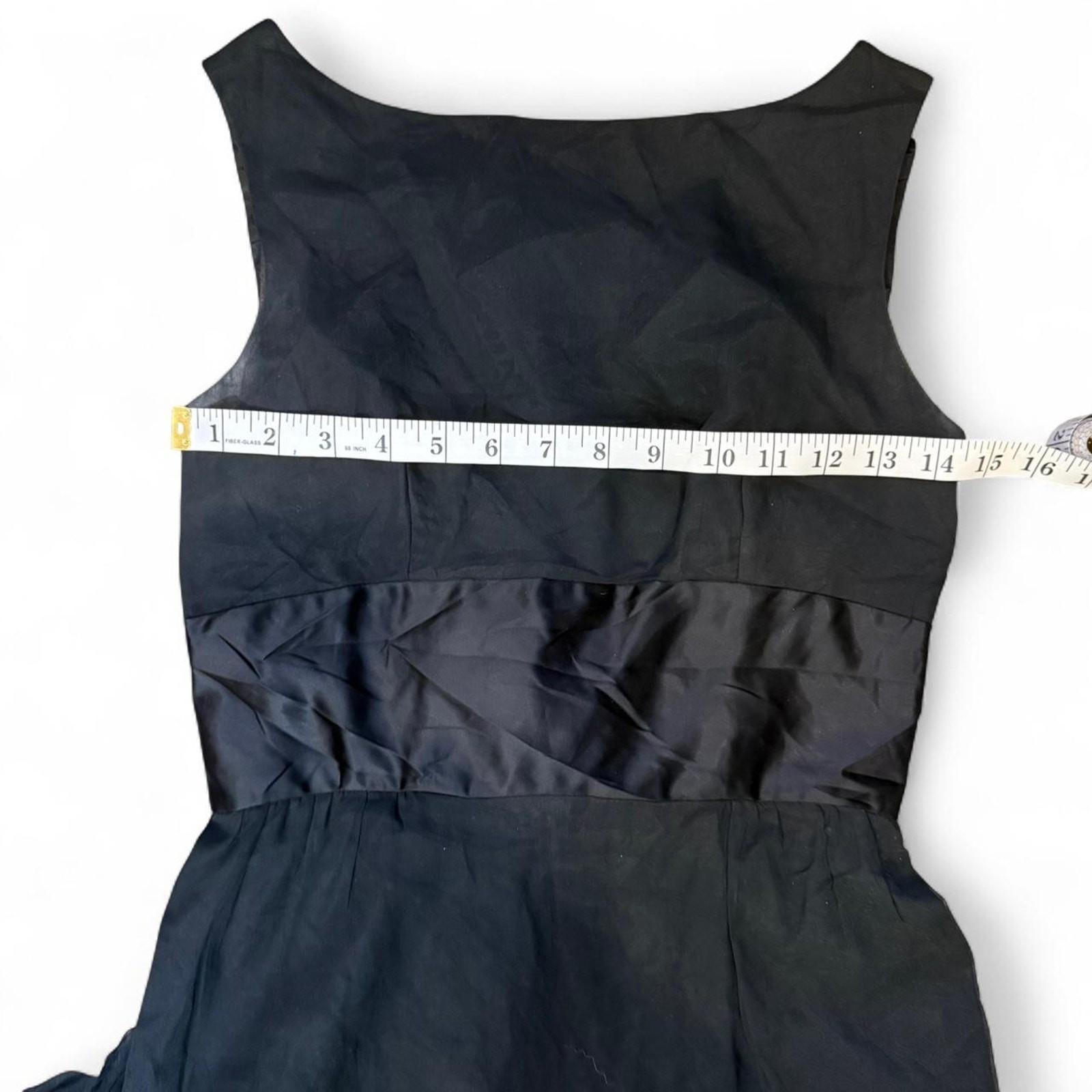 Classic elegant vintage sleeveless black dress w/ satin waistband women size 11