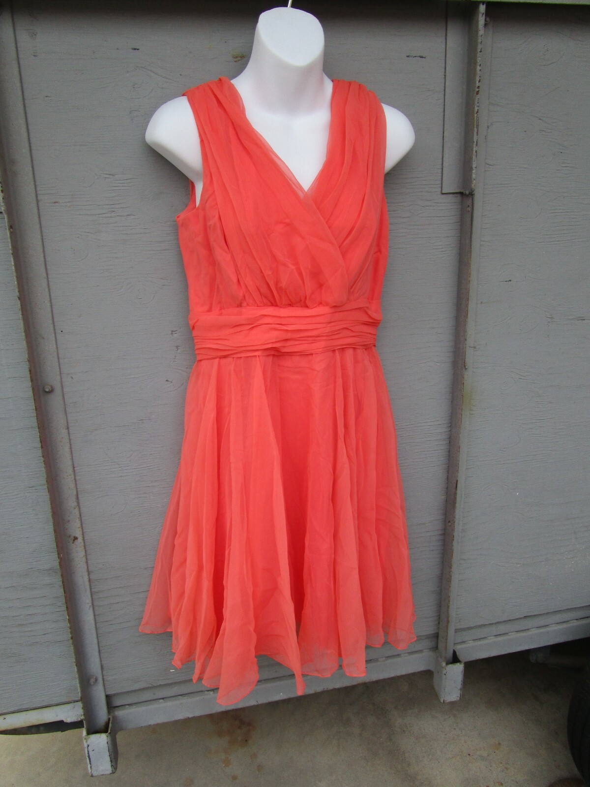 Late 1950’s Miss Elliette peach Chiffon Cocktail Dress pin up size 12 Rare