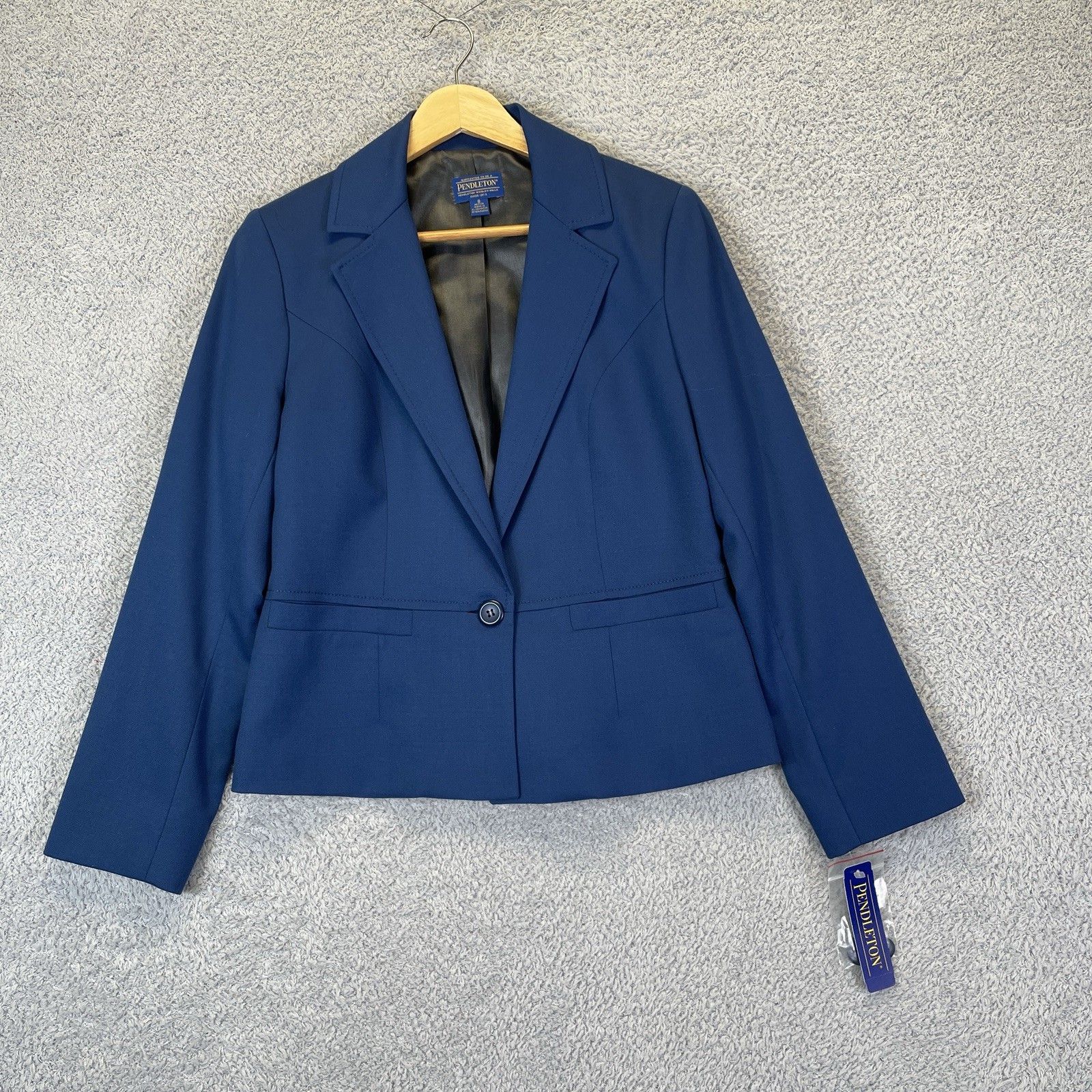 Vintage Pendleton Womens Navy Virgin Wool Skirt Suit Set Size 8 Academia NWT
