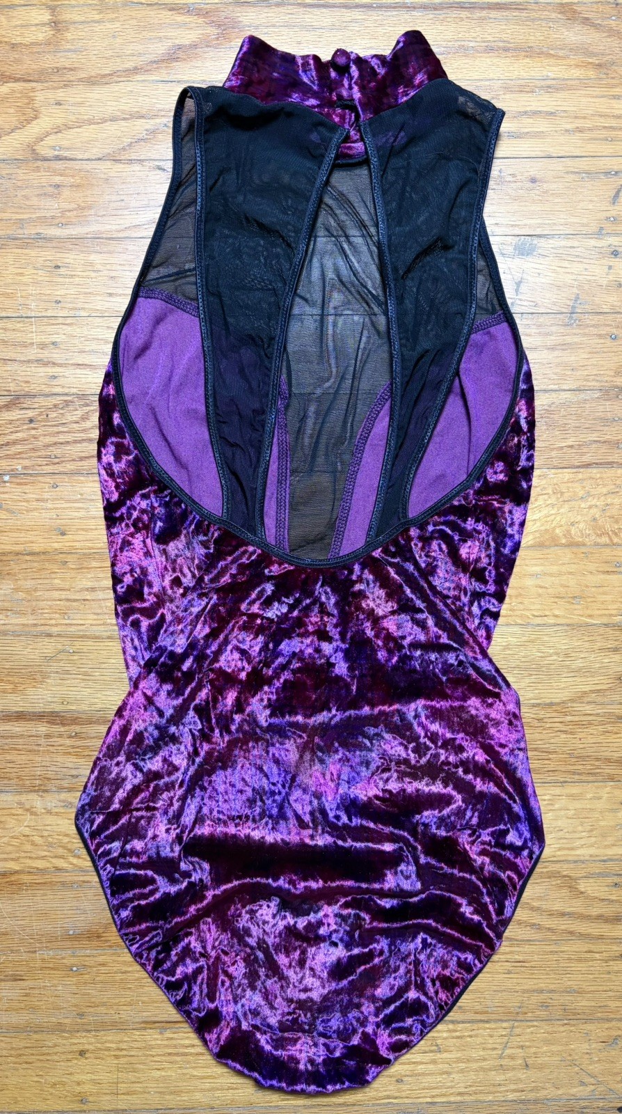 Vintage 80s VS Gold Label Velvet Mesh High Neck Bodysuit Teddy Sz M