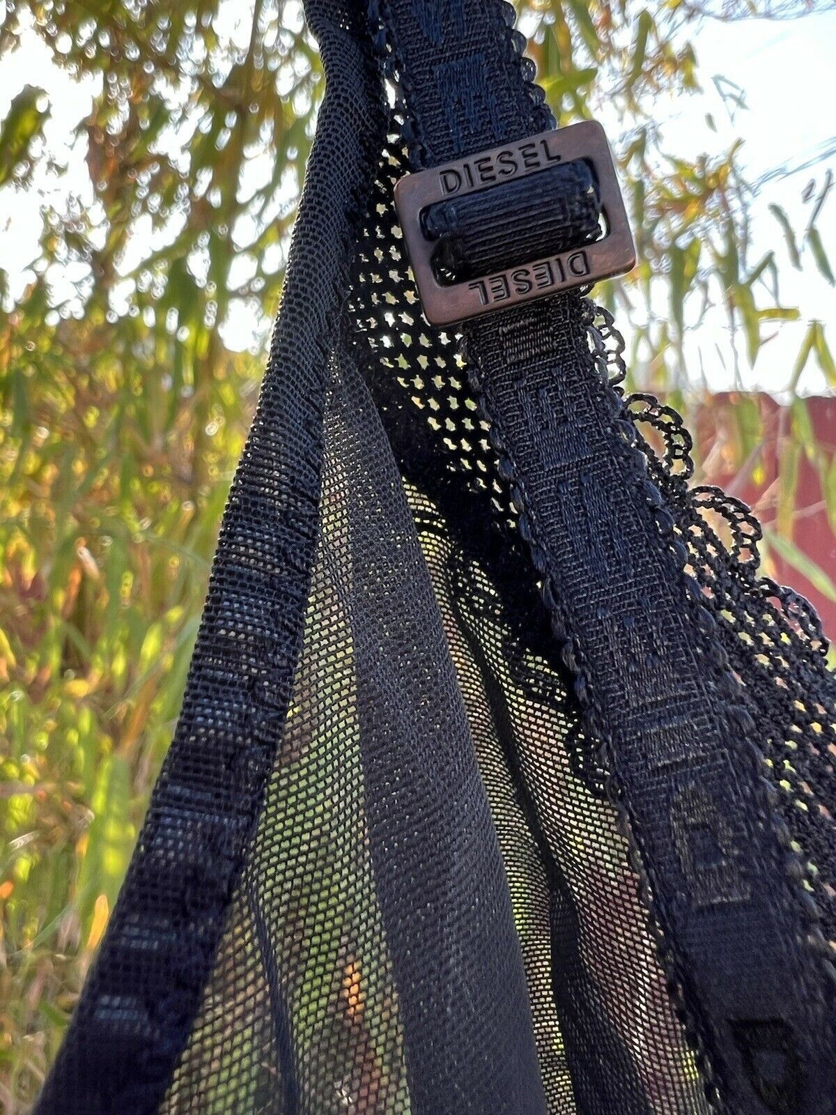 Vintage 90s Y2K Diesel Sheer Black Mesh Lace Cami Tattoo Tank Top Grunge Alt