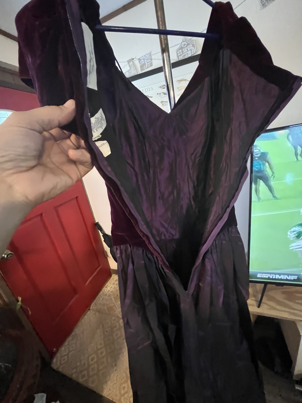 Vintage Union Made Alfred Angelo Dream Maker Purple Velvet & Nylon Dress 11/12