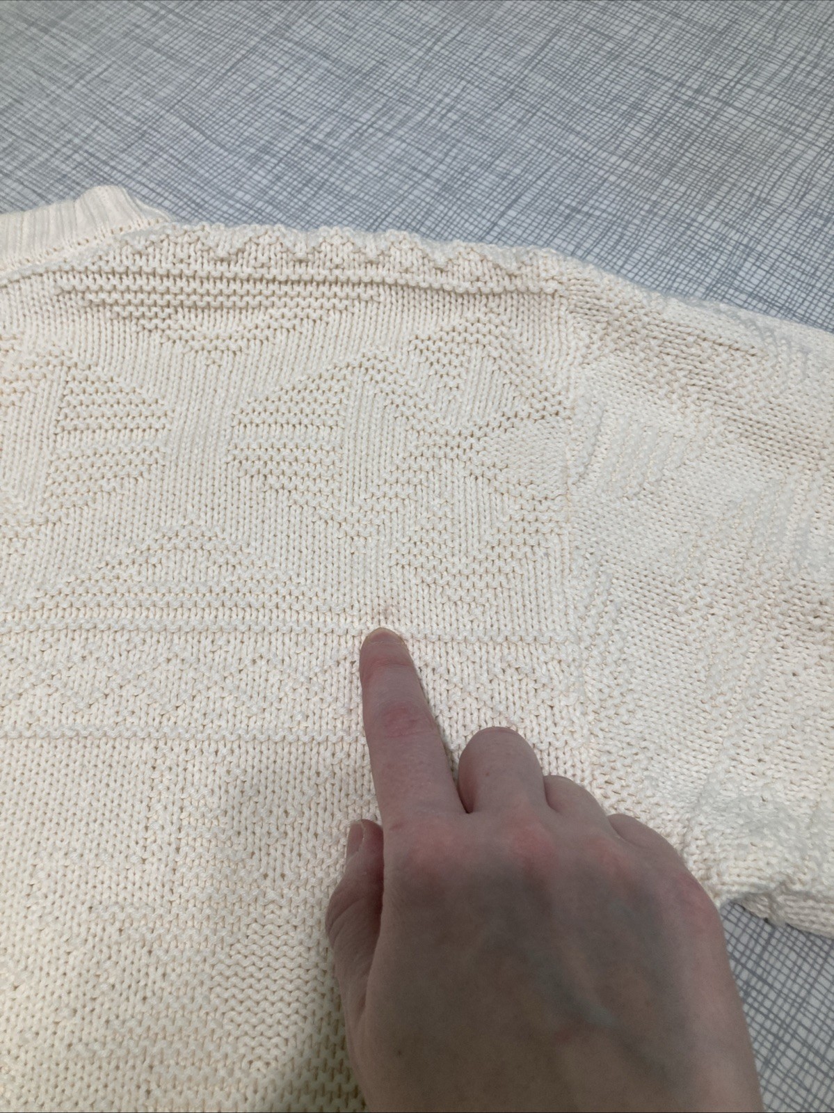 Vtg 80s 90s JH Collectibles Cream Textured Knit Crewneck Sweater Fisherman M