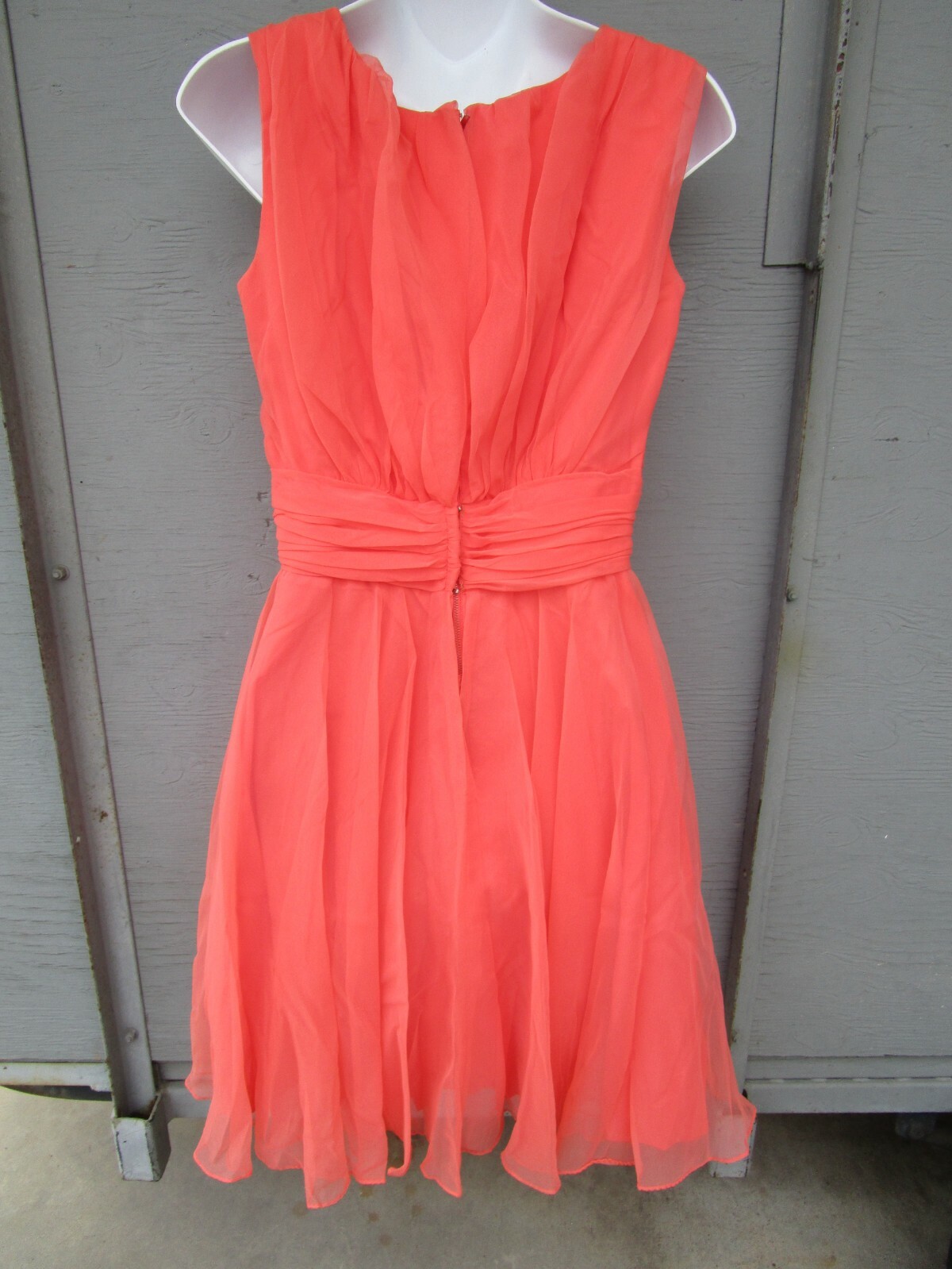 Late 1950’s Miss Elliette peach Chiffon Cocktail Dress pin up size 12 Rare