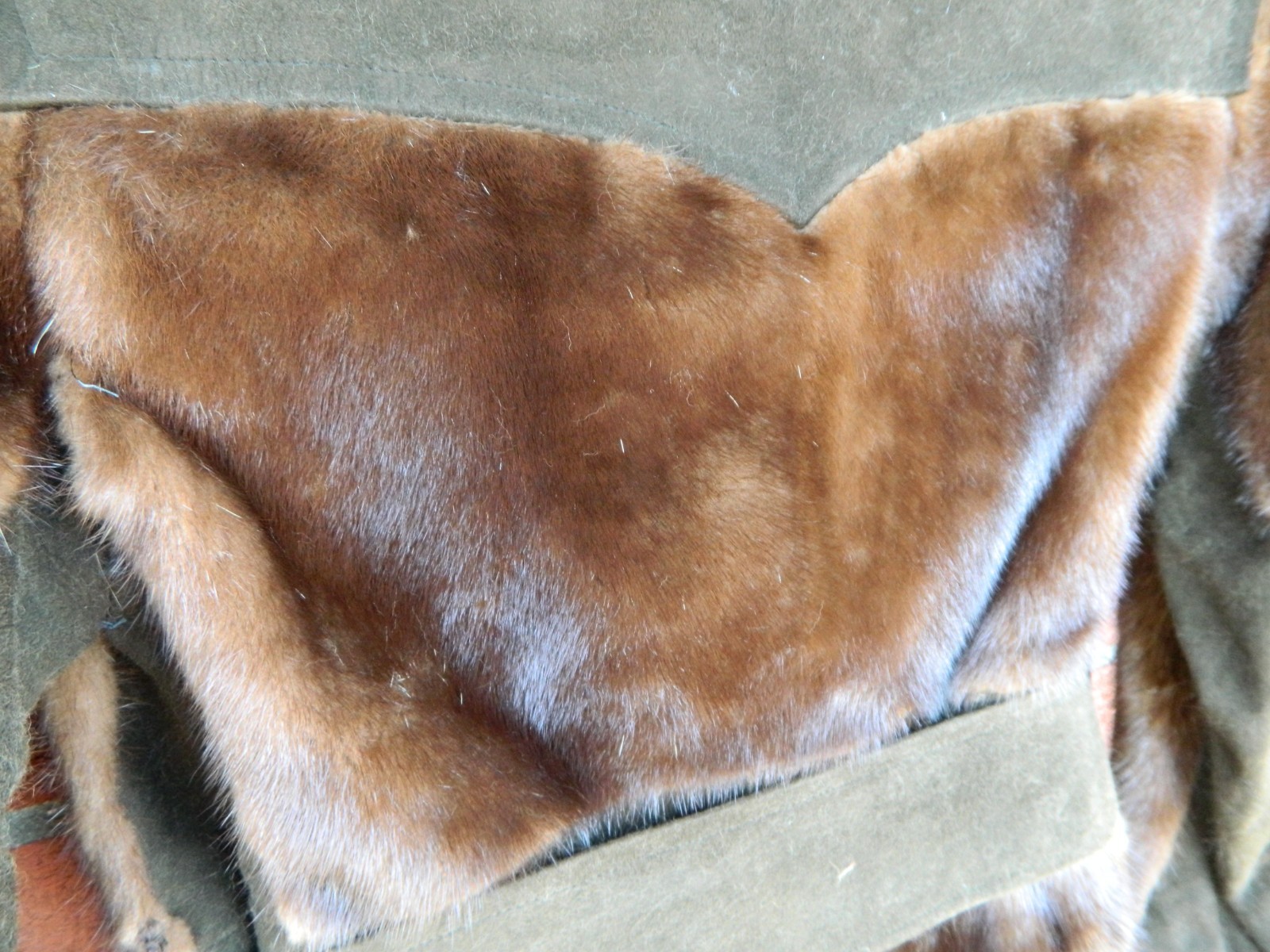 Vintage Real Mink Fur & Suede Metal Belted Coat Mod Paneled Design AS IS Medium
