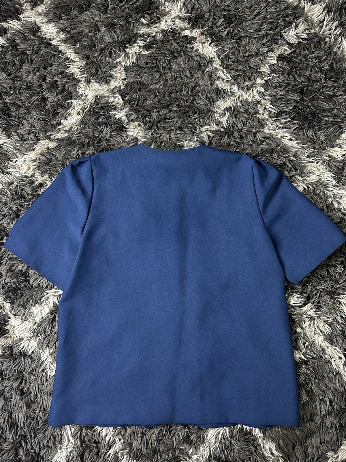 Vintage 90s Nancy II Blue Short Sleeve Button Blouse Jacket Embroidered 18WP
