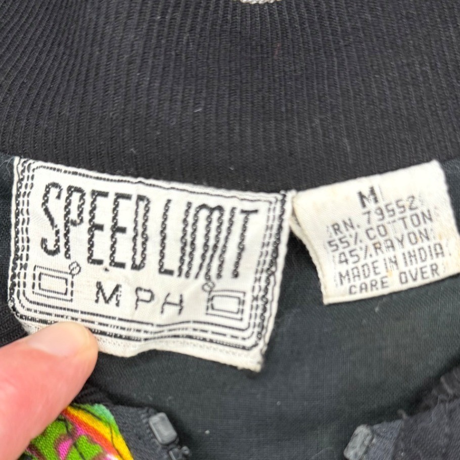 Speed Limit MPH Vintage Floral Sequin Beaded Crop Bomber Jacket Black Medium