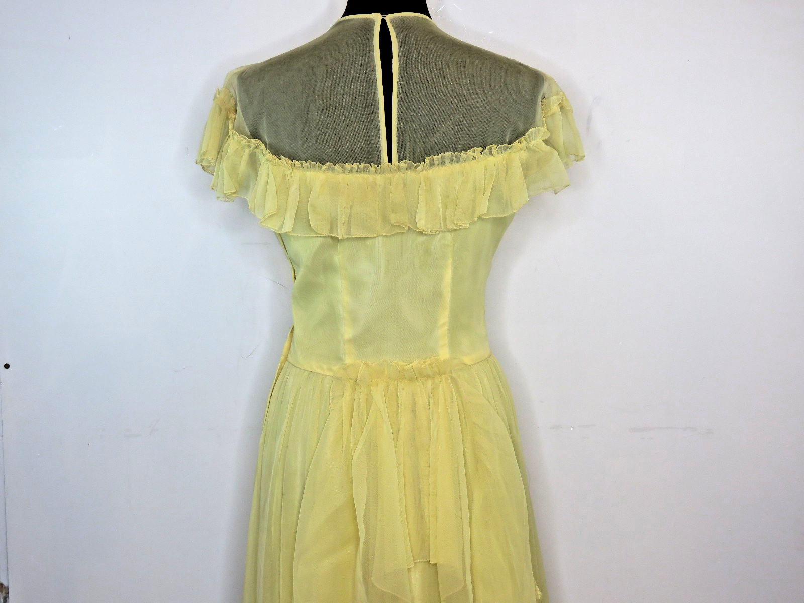 VINTAGE 1950’s FRED PERLBERG Dance Originals Yellow Dress S M Formal Gown EUC