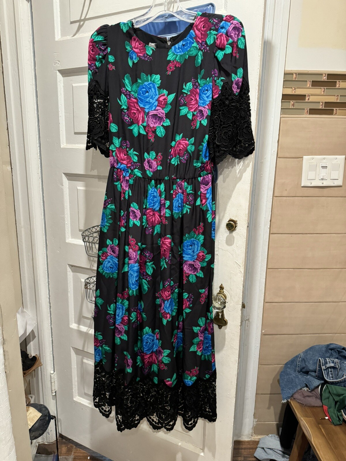 Vtg Vintage Designer William Pearson Floral Dress Missing Belt