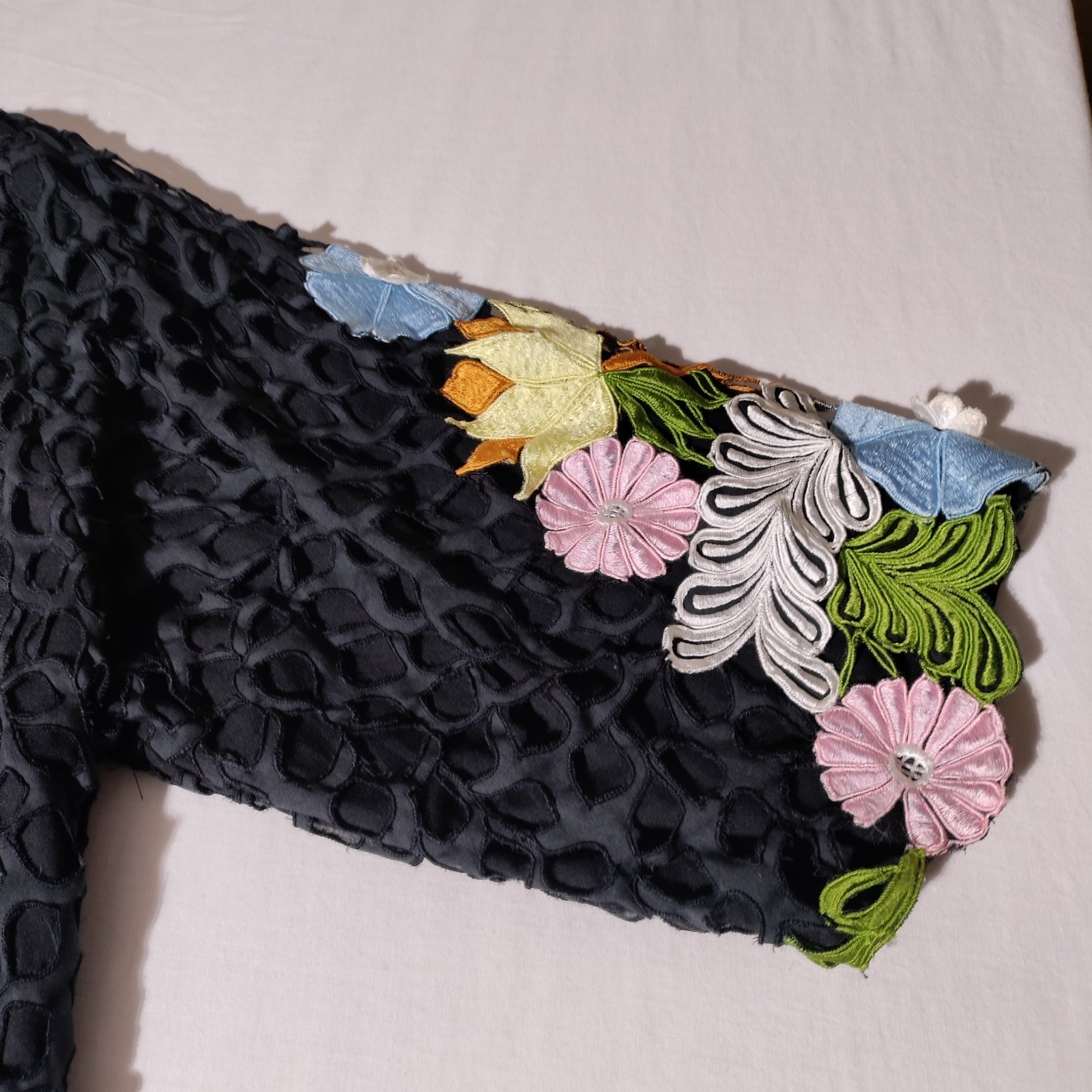 QUEEN CARO OF HONOLULU Vintage Cutwork Heavily Embroidered Applique Jacket Sz 3X