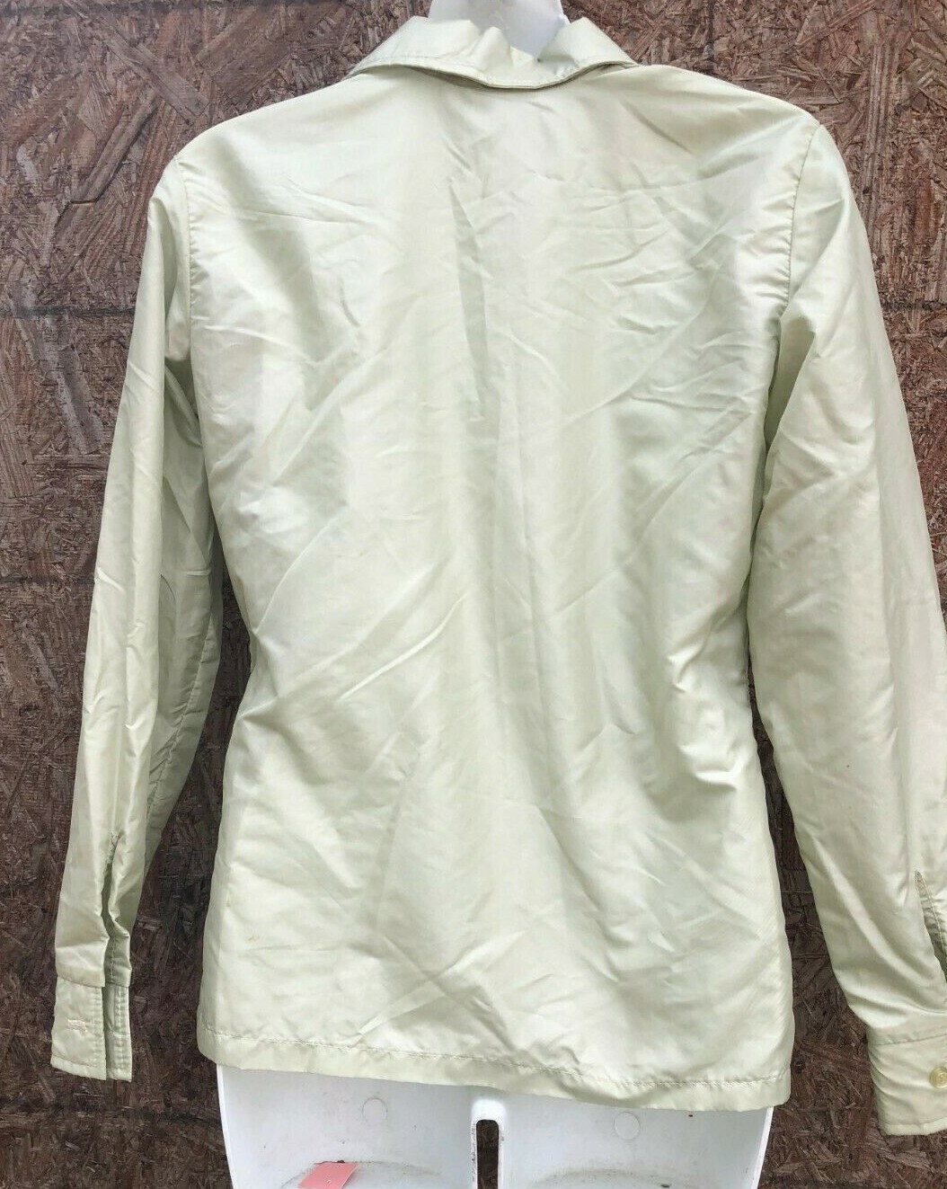 Roffe Ski Wear Blouse pale green Long Sleeve Nylon Vintage Small made in USA