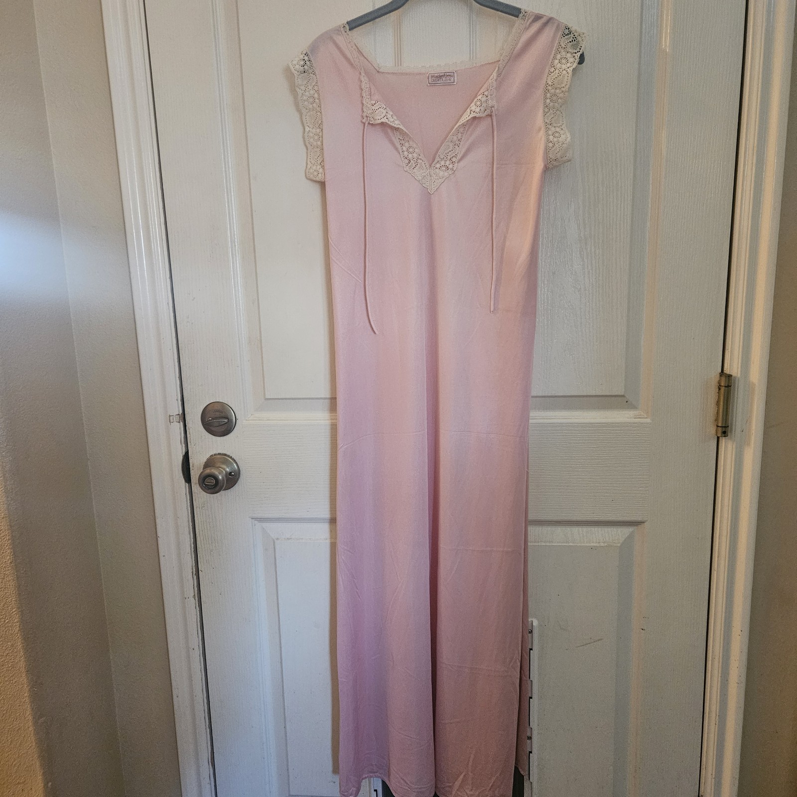 Vtg Lingerie MAIDENFORM DREAMWEAR Dusty Rose Pink Sm Med NIGHT GOWN Dress USA